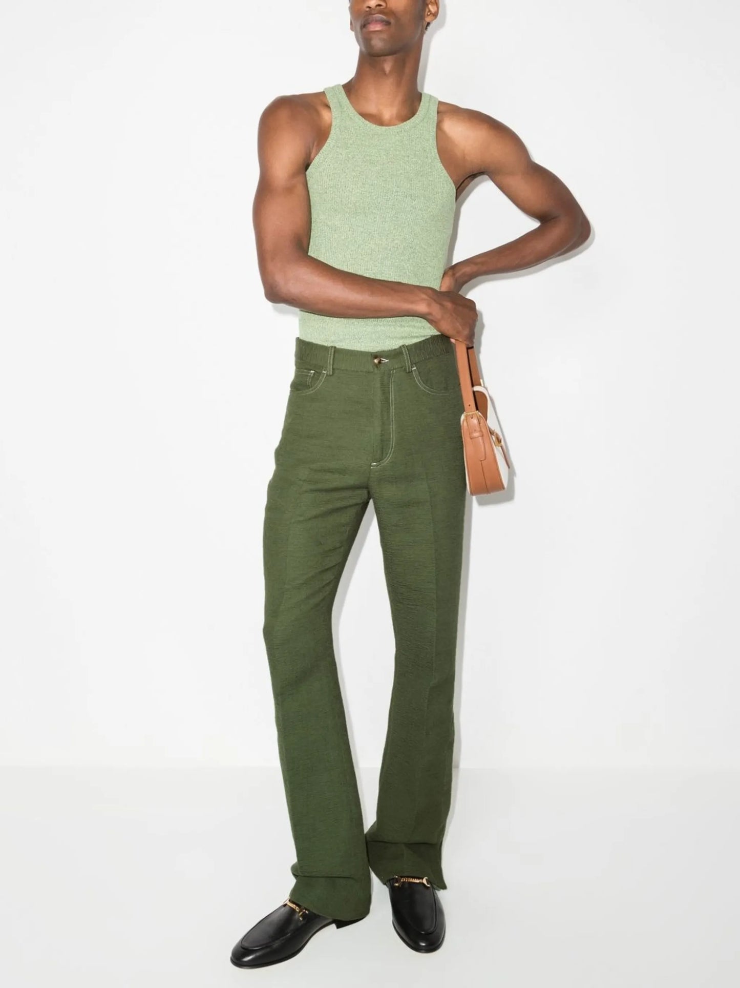 embroidered-logo flared trousers