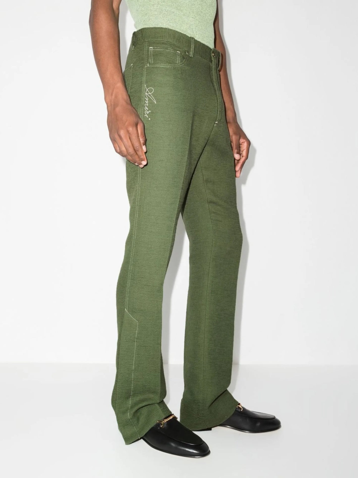 embroidered-logo flared trousers