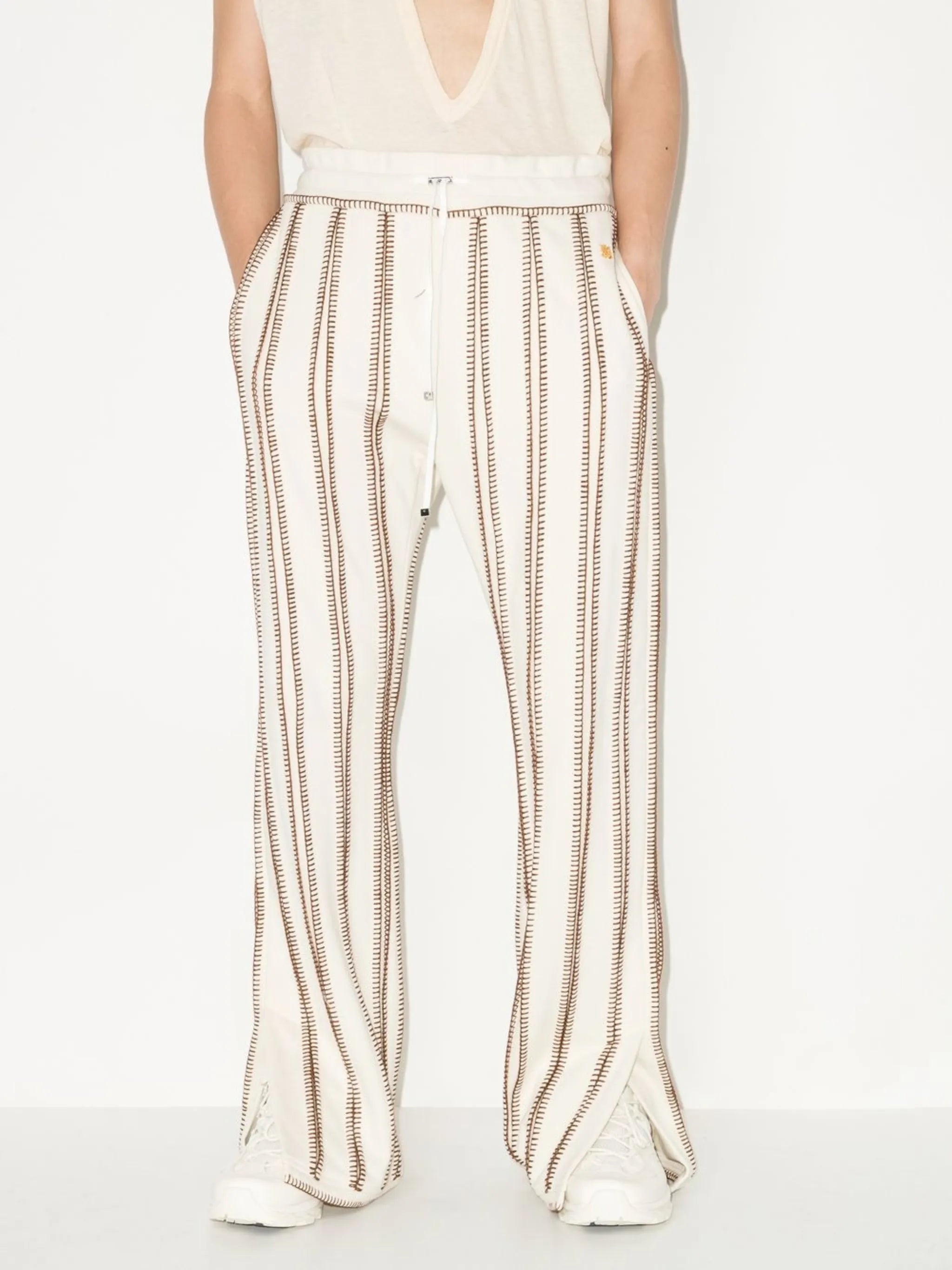 flared striped track pants