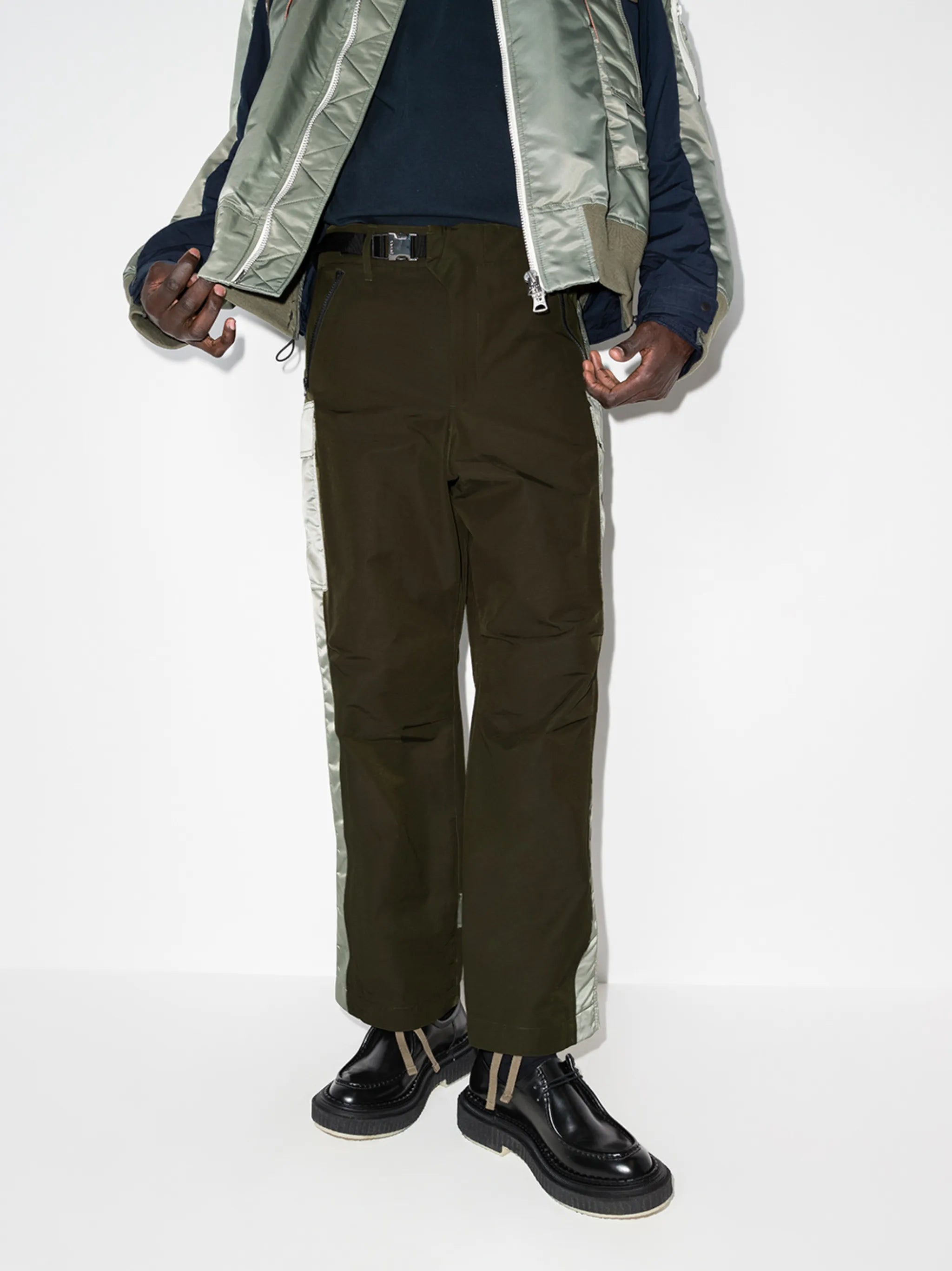 belted cargo-style trousers
