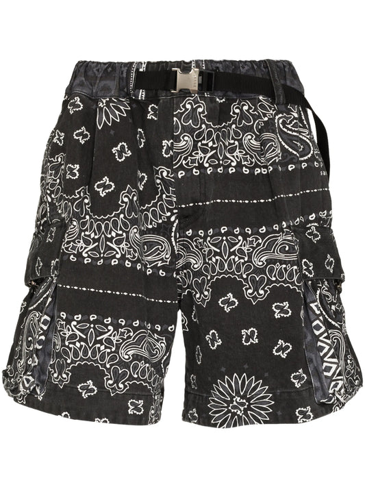 bandana-print belted bermuda shorts