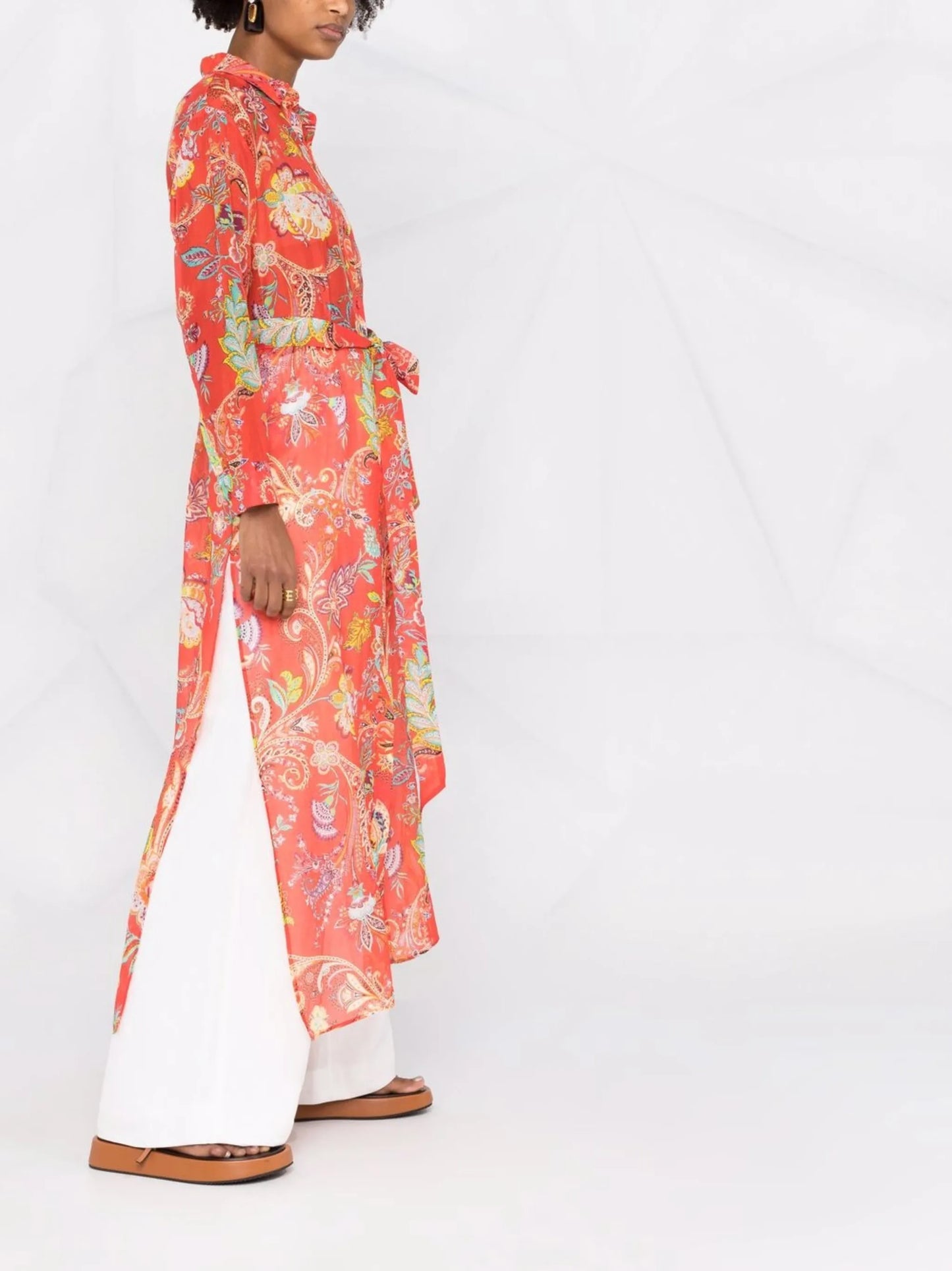 graphic-print long-sleeve dress