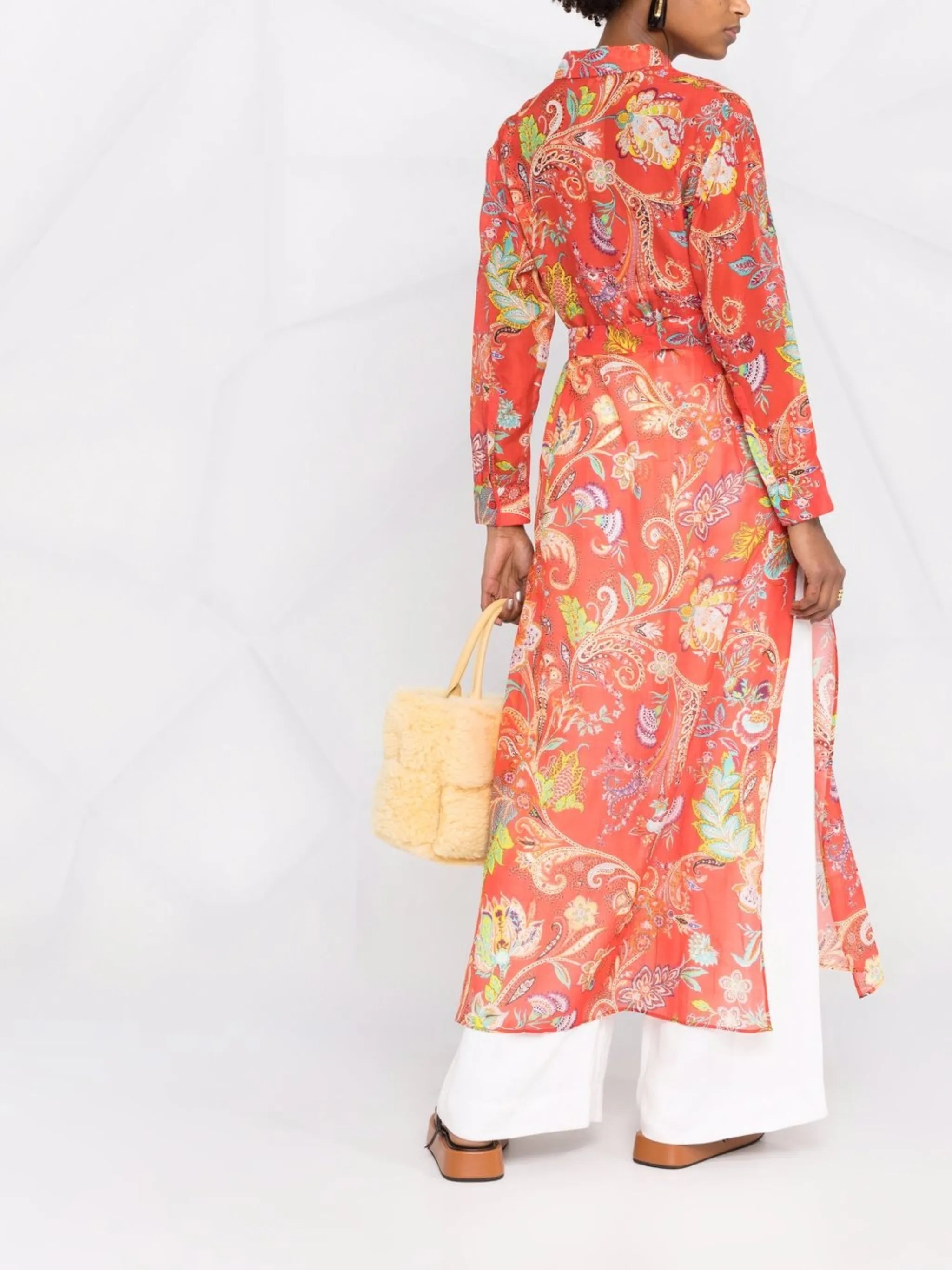 graphic-print long-sleeve dress