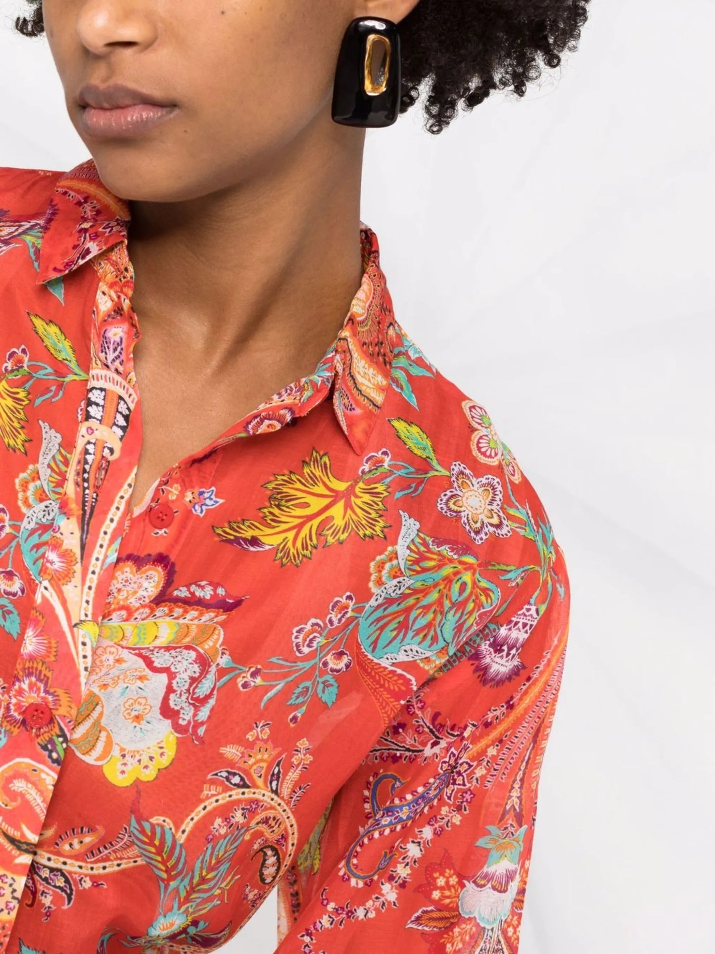 graphic-print long-sleeve dress