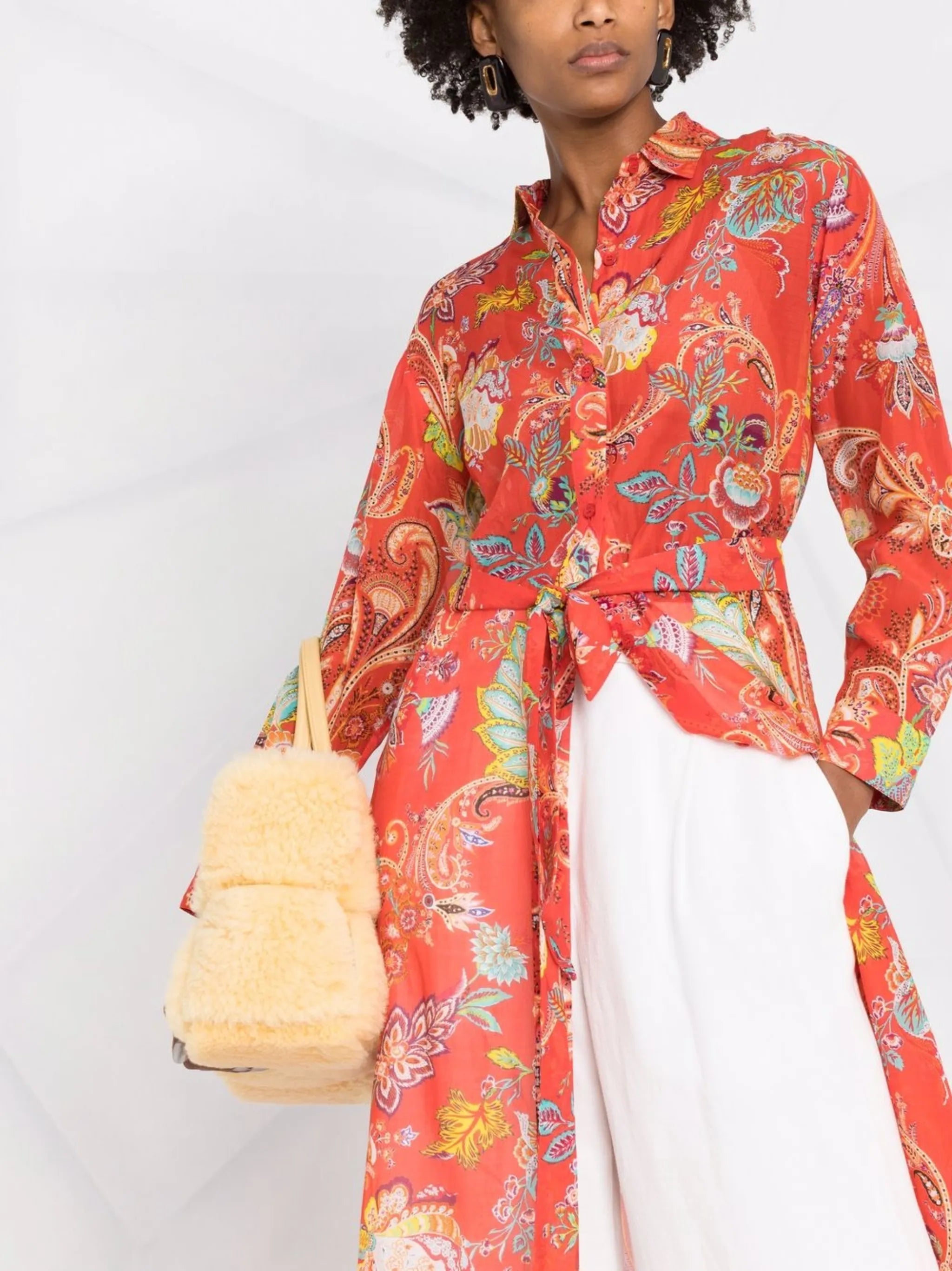 graphic-print long-sleeve dress