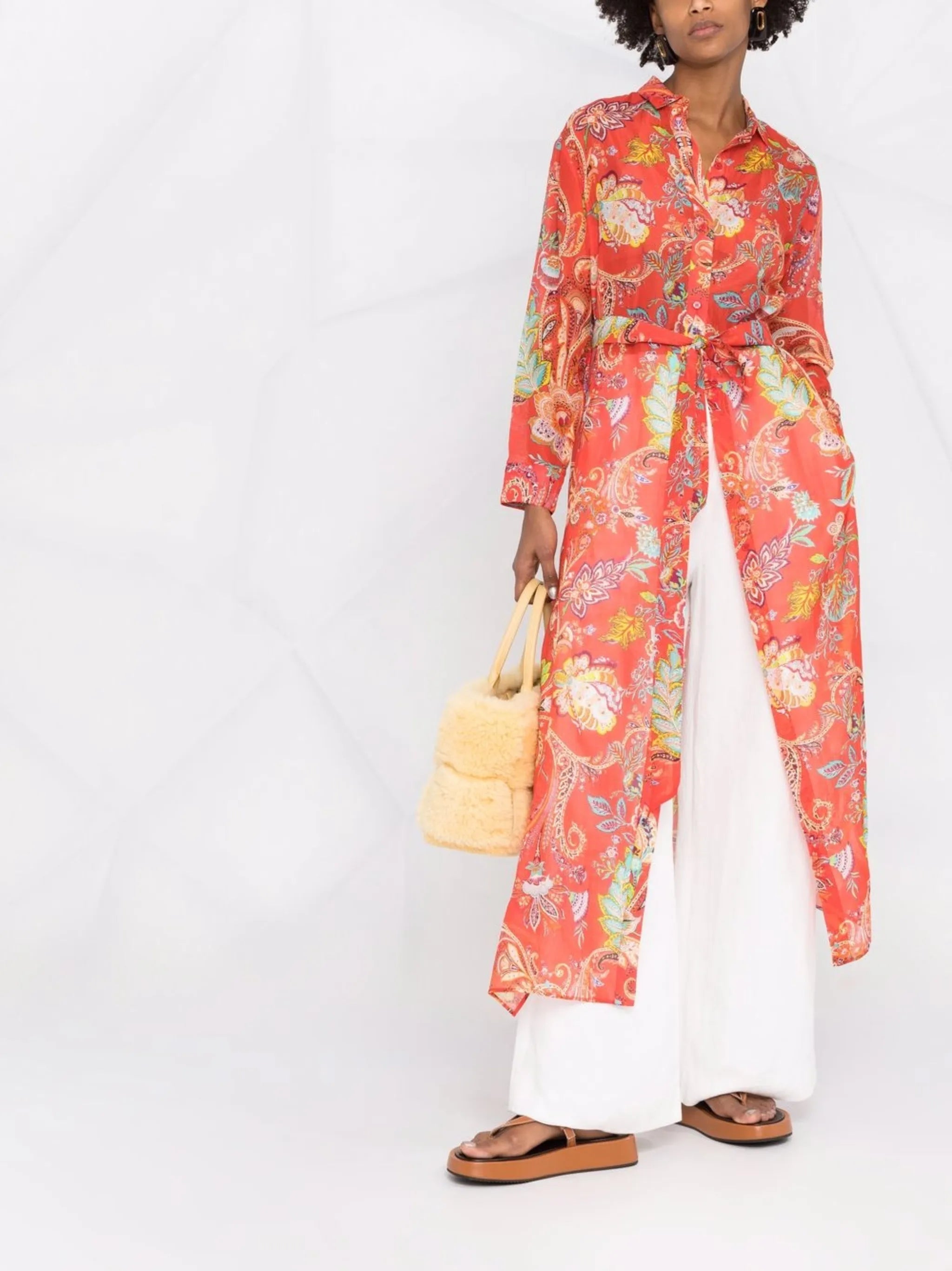 graphic-print long-sleeve dress