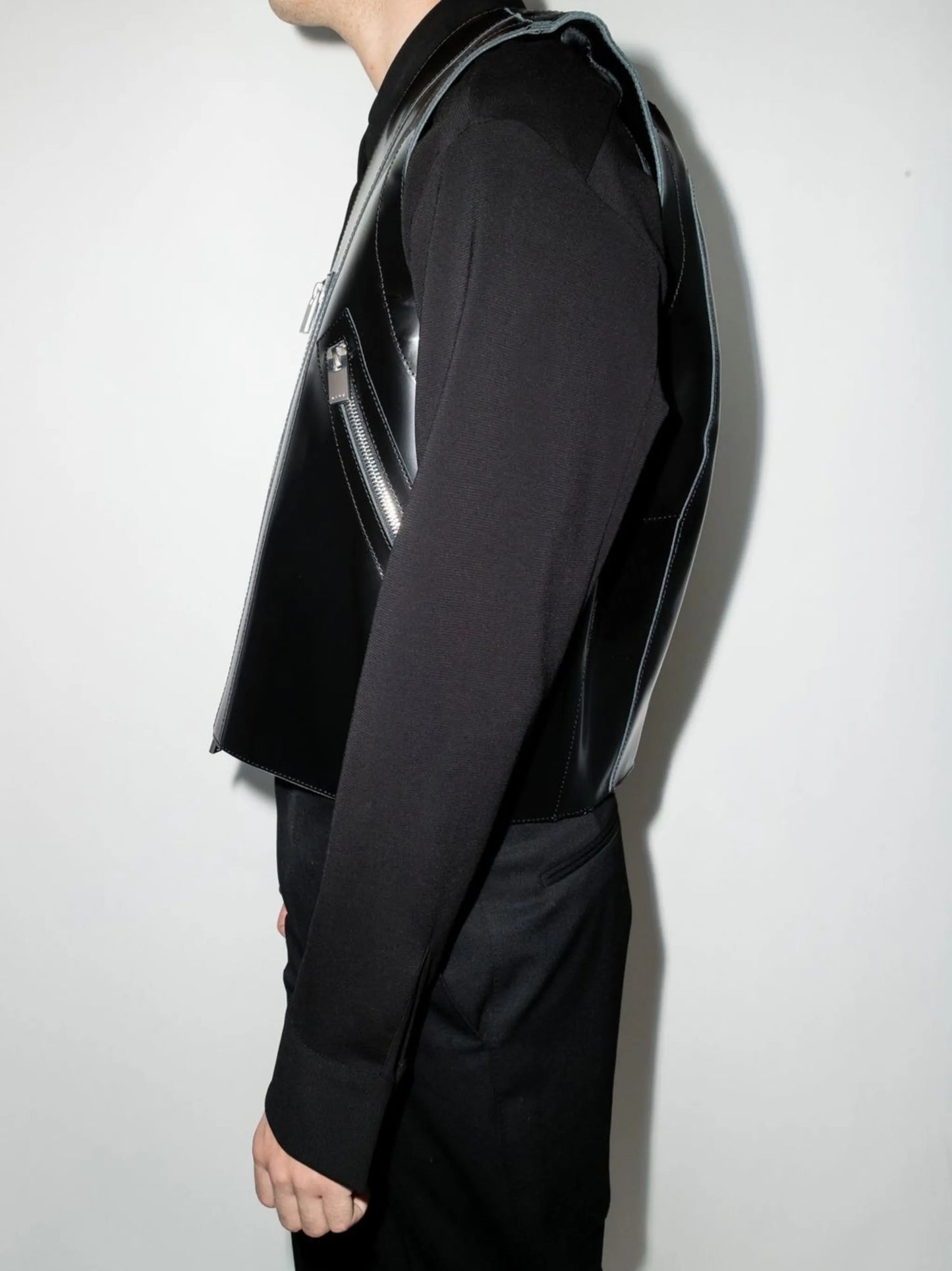 zip-up leather vest