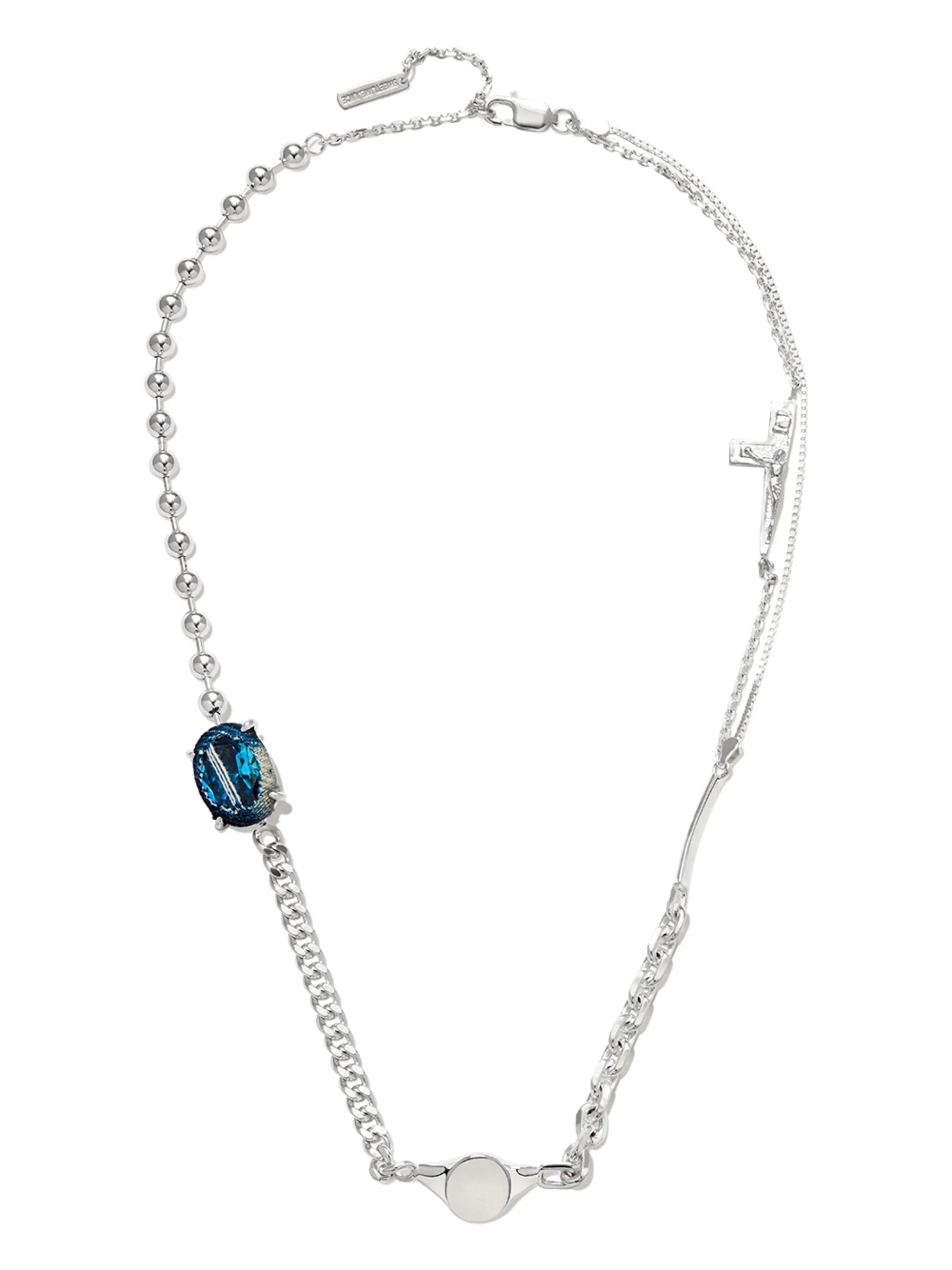 mix chain cross-detail necklace