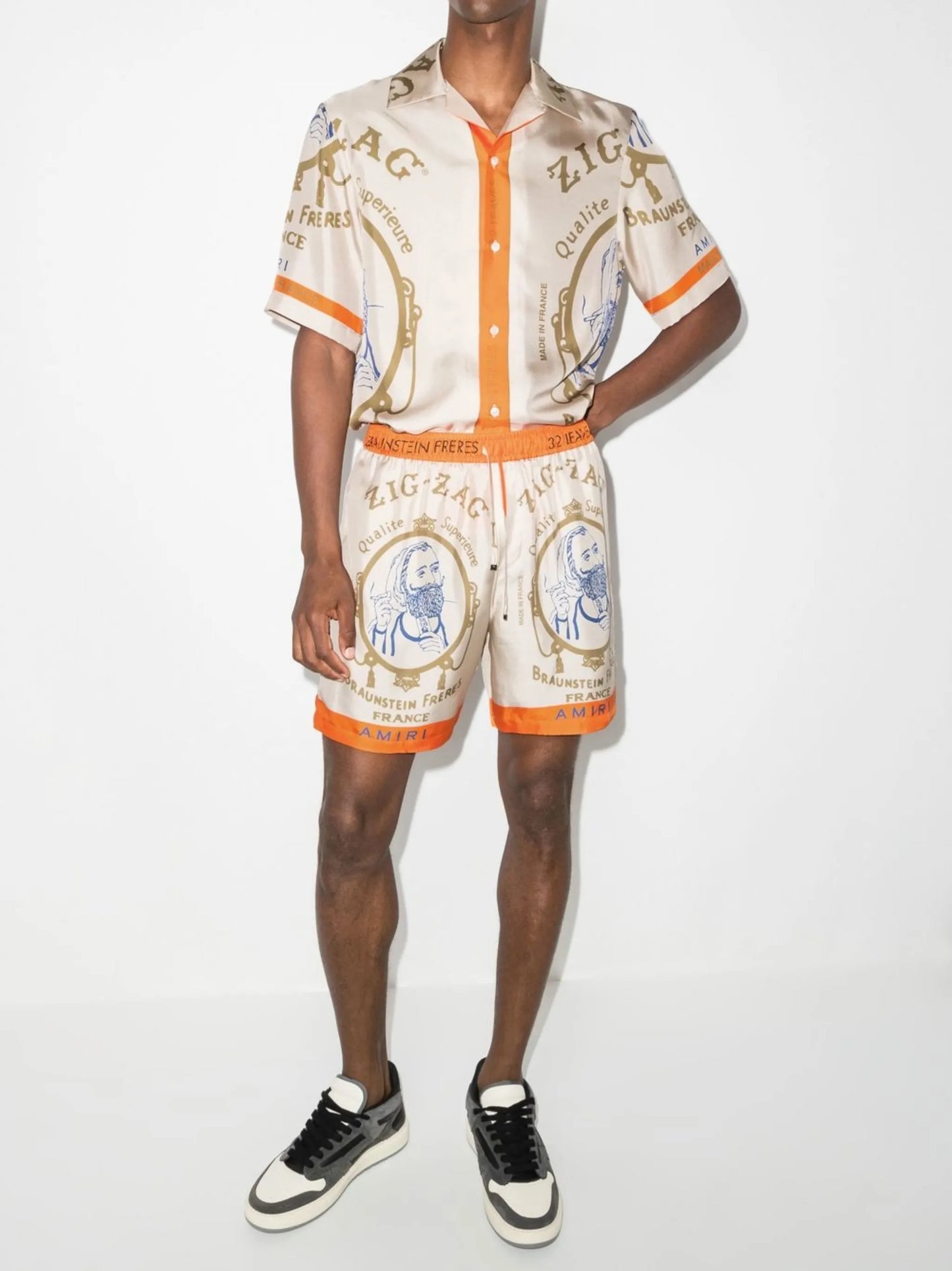 x Zig-Zag print silk bermuda shorts
