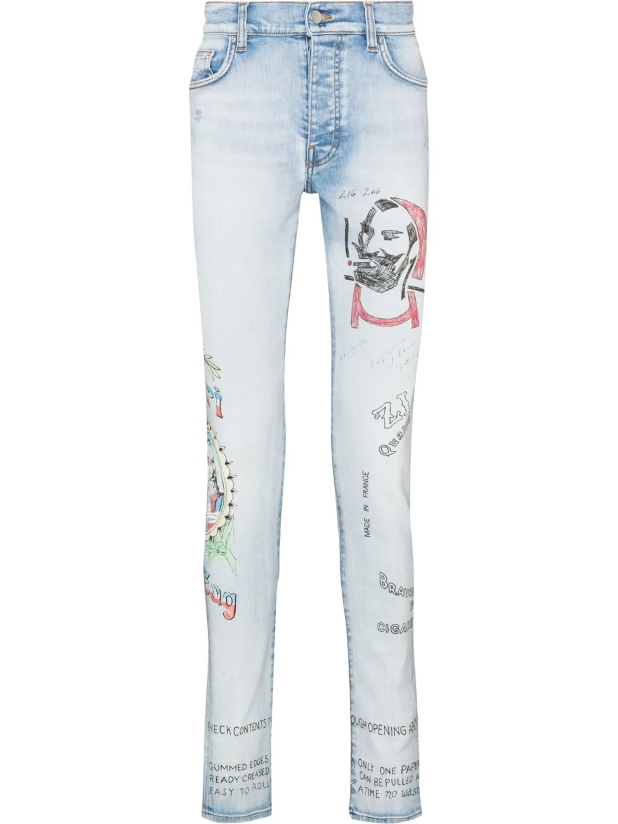 x Zig Zag motif-print skinny jeans