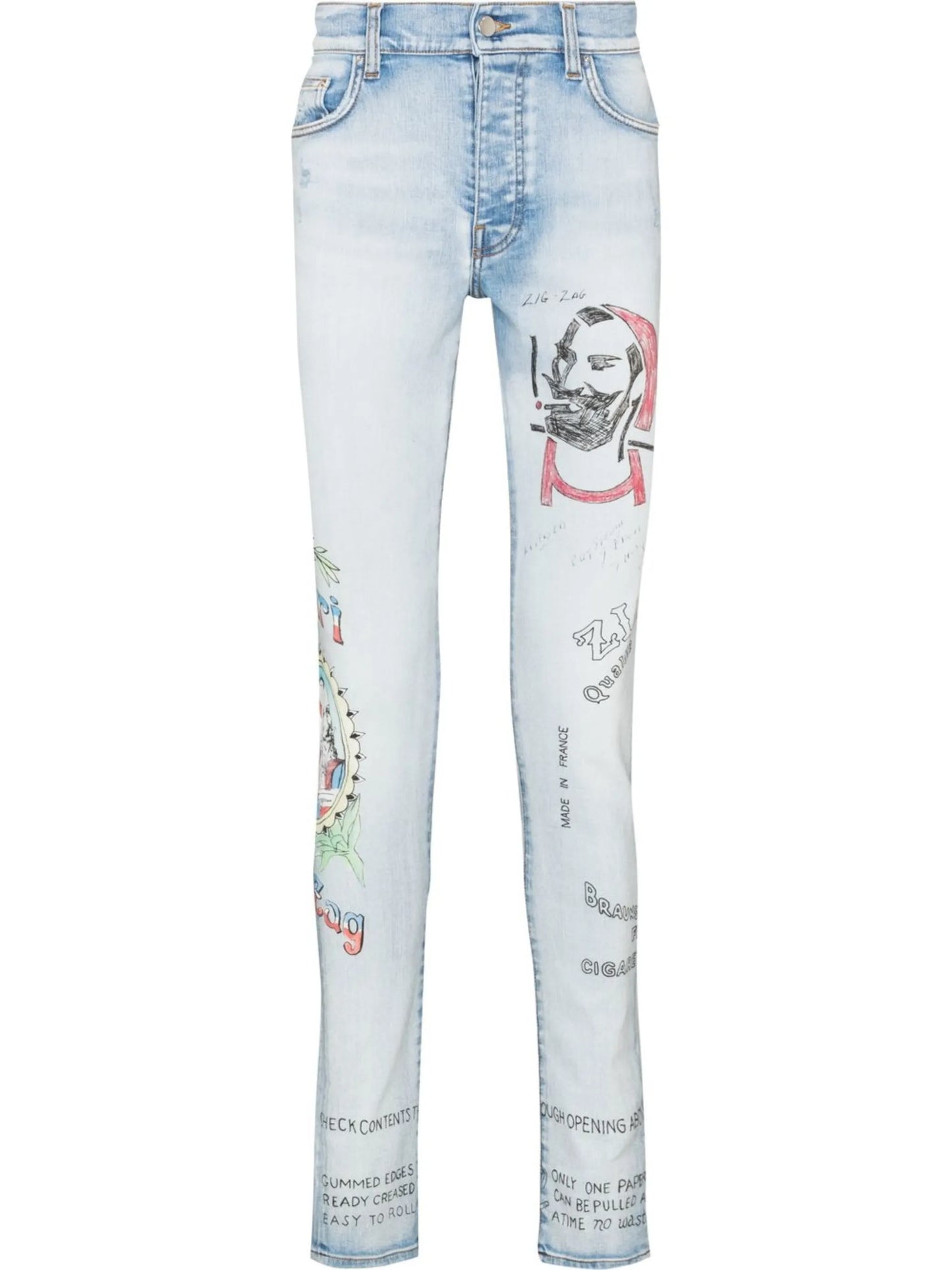 x Zig Zag motif-print skinny jeans