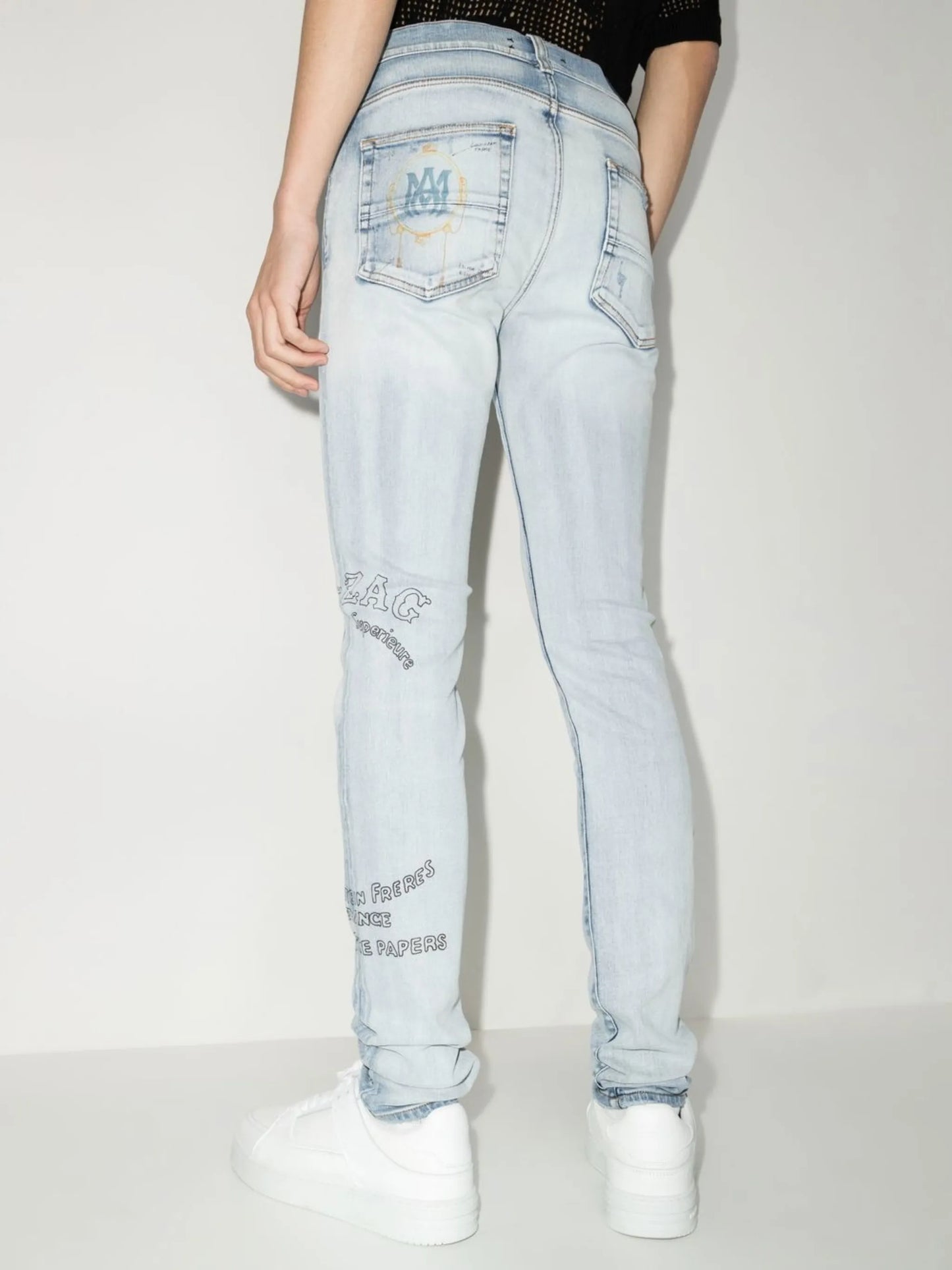x Zig Zag motif-print skinny jeans