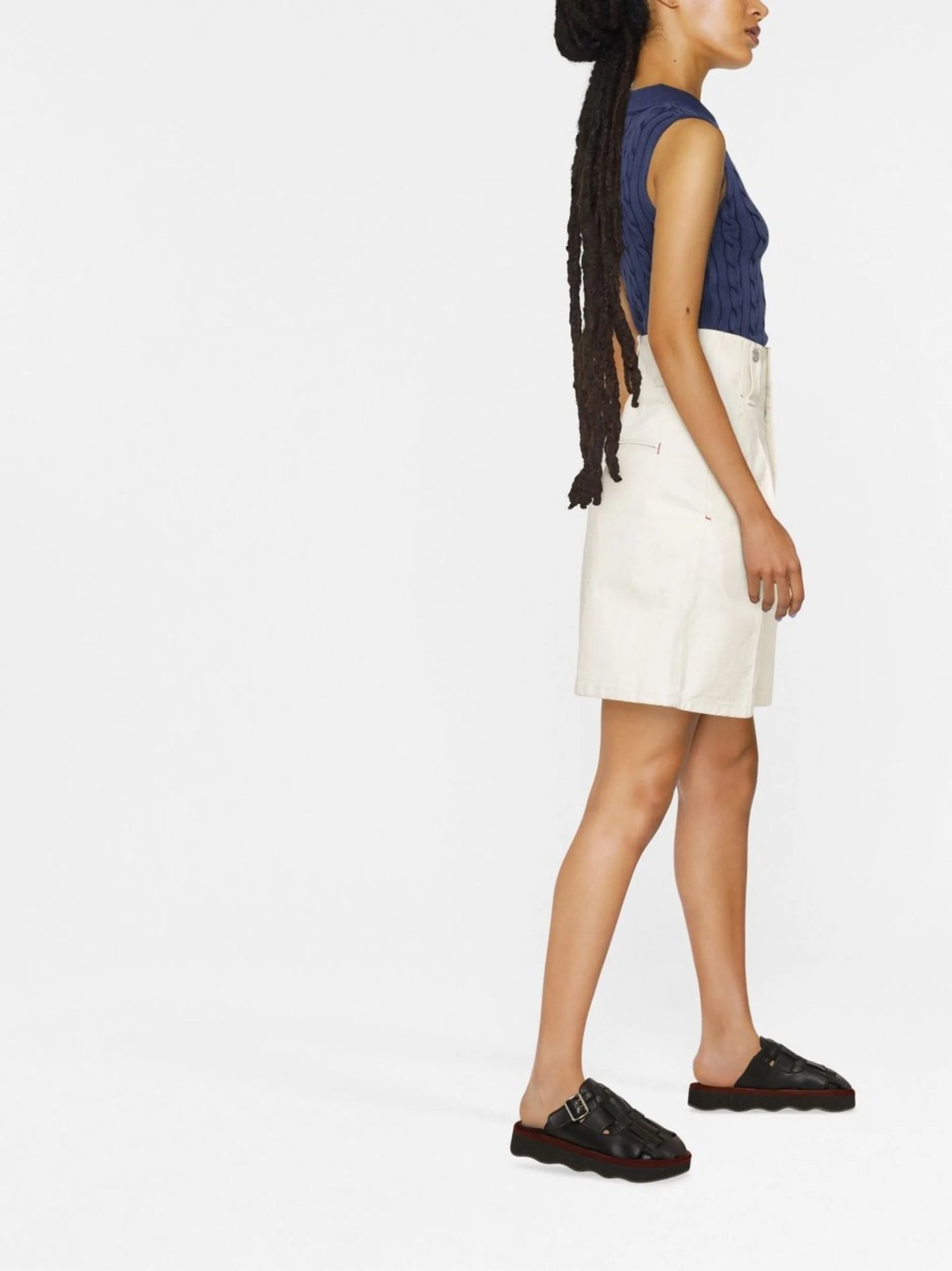 cable-knit polo vest