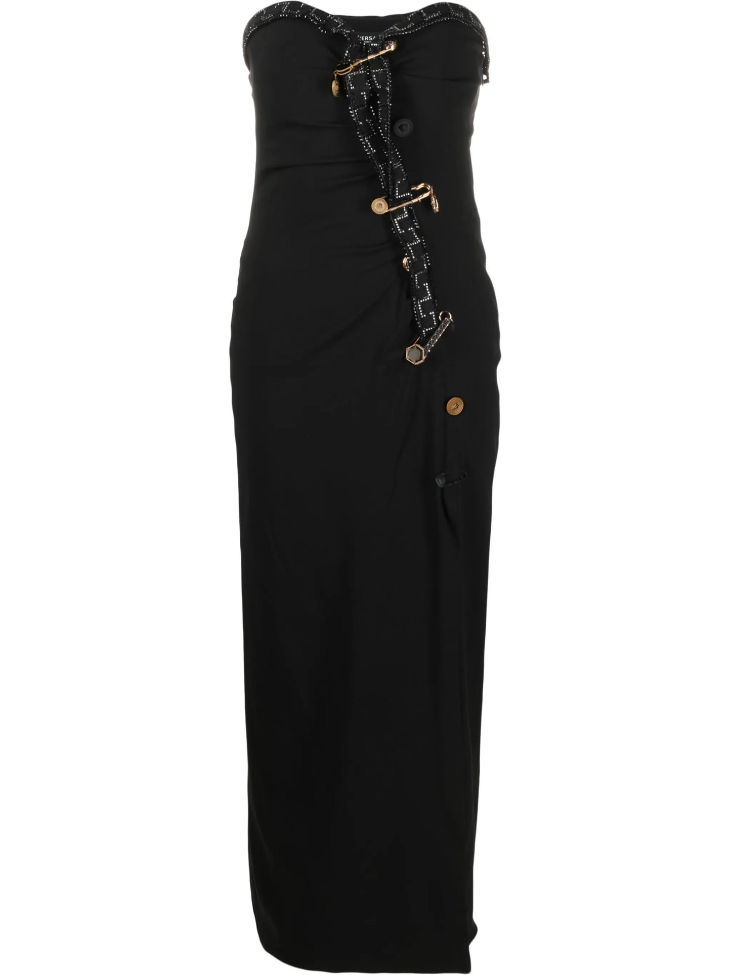 Safety-Pin Greca trim dress