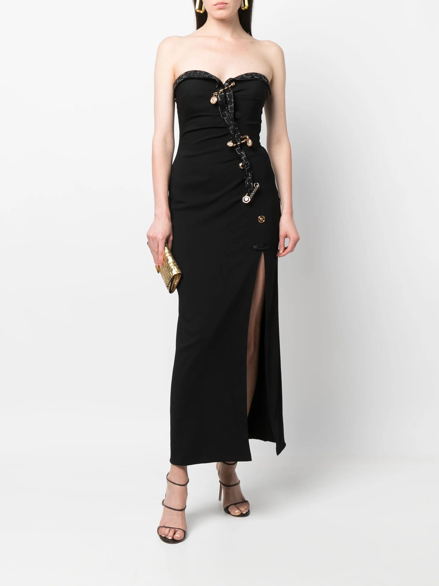 Safety-Pin Greca trim dress