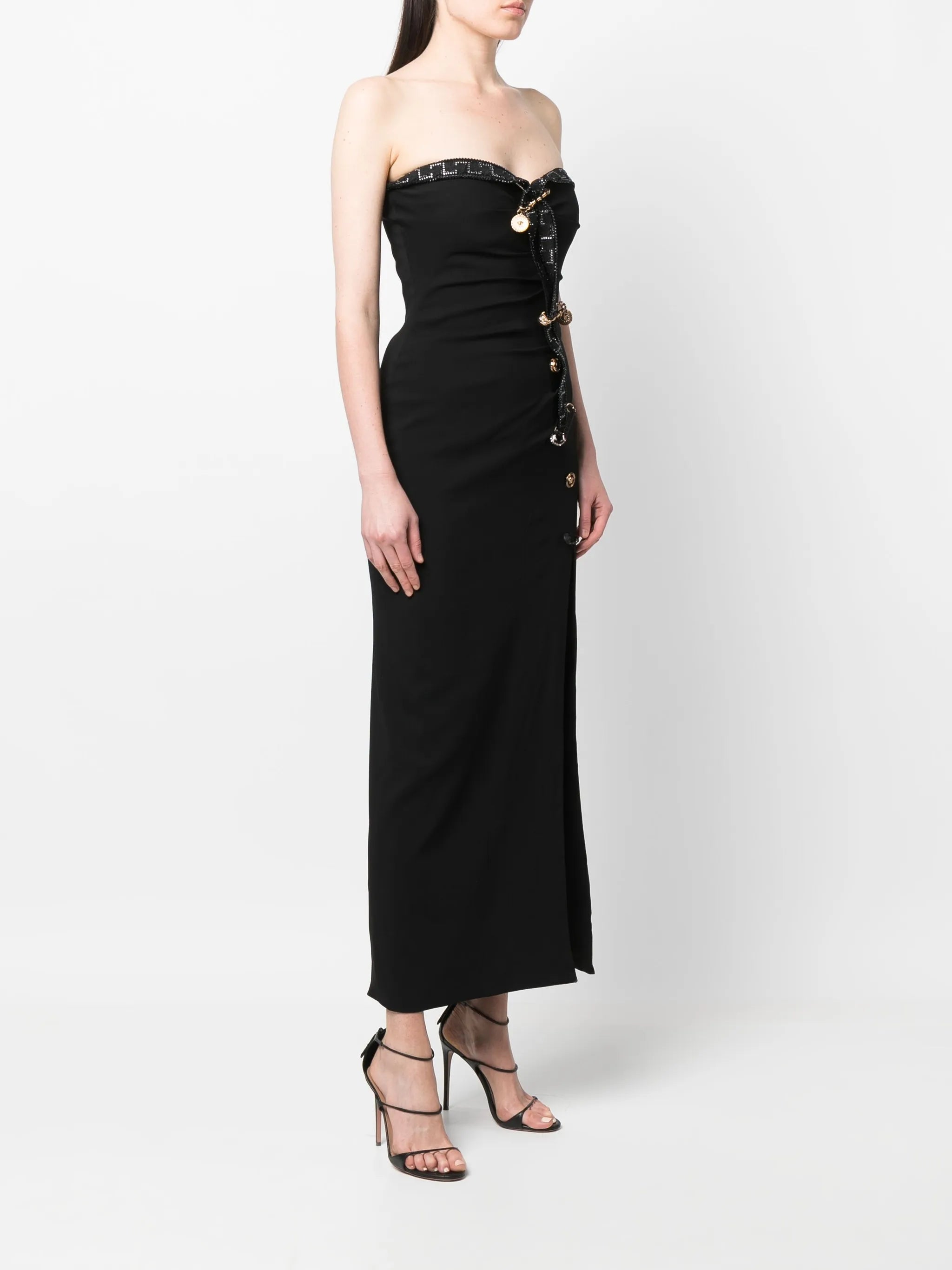 Safety-Pin Greca trim dress