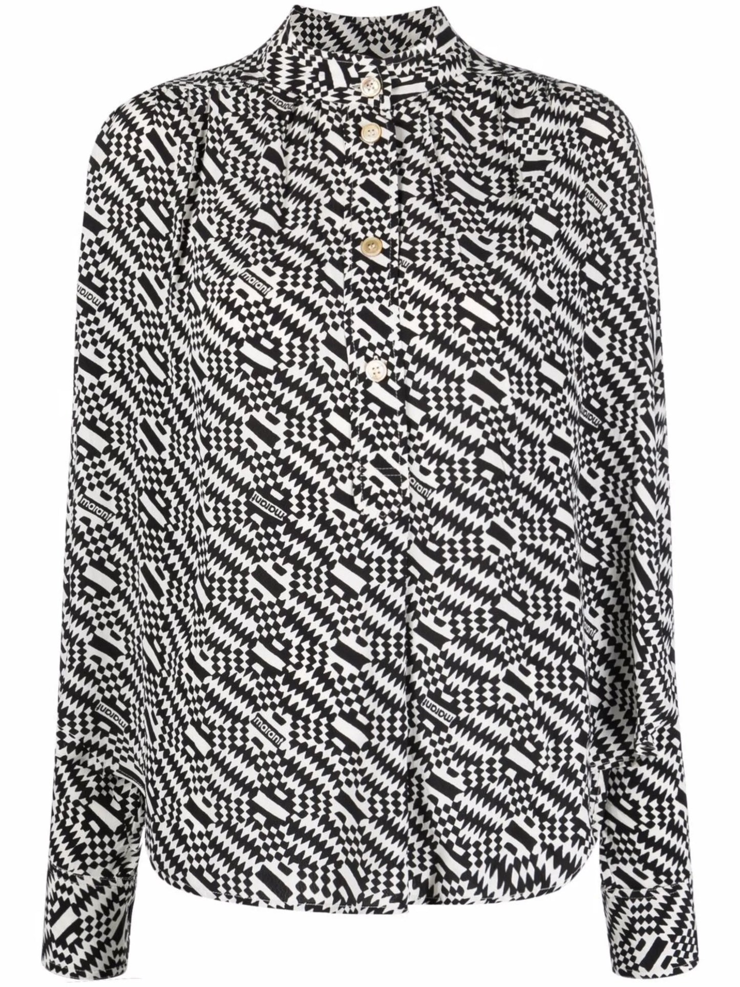 graphic-print long-sleeve blouse