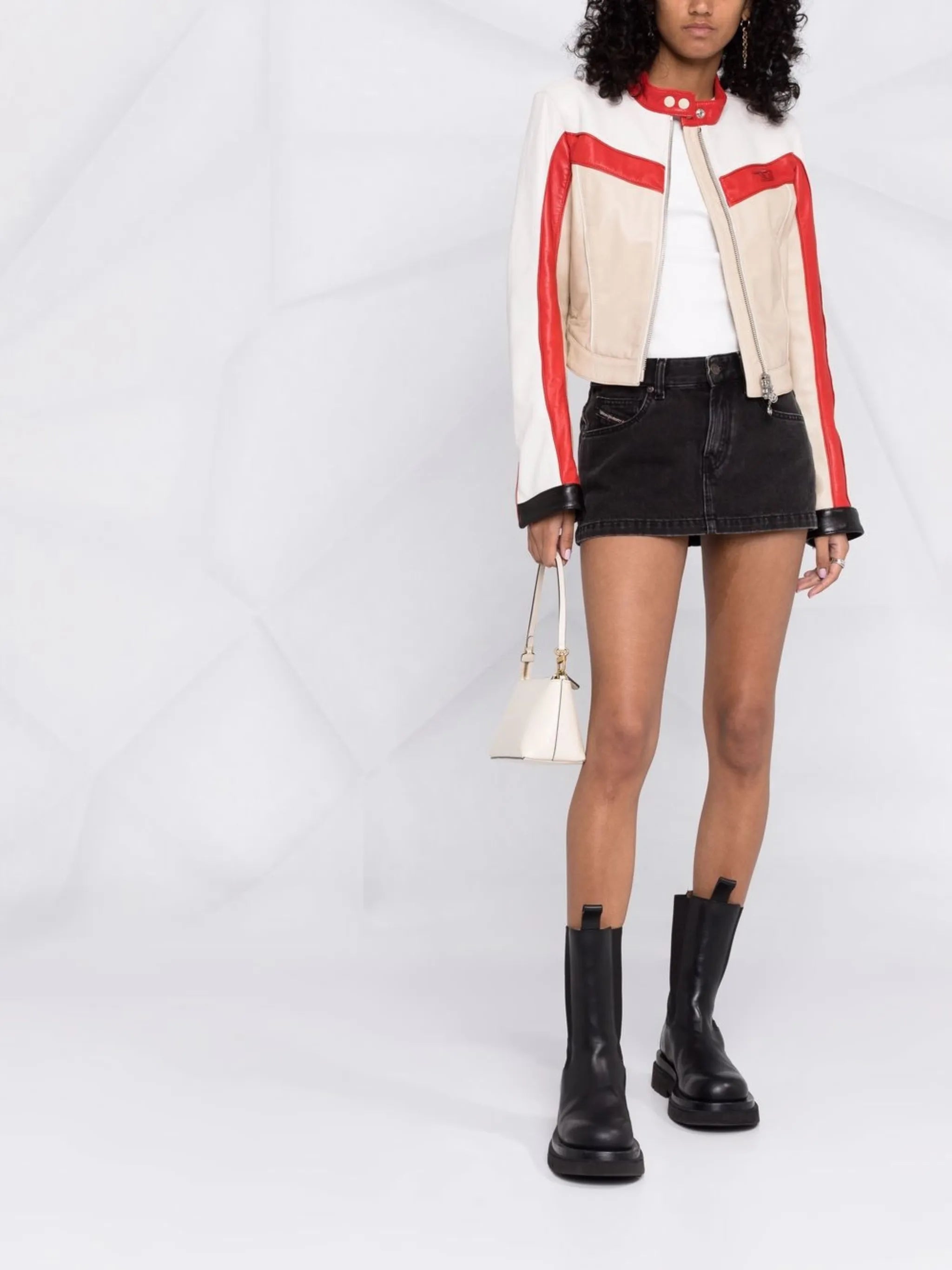 mid-rise denim miniskirt