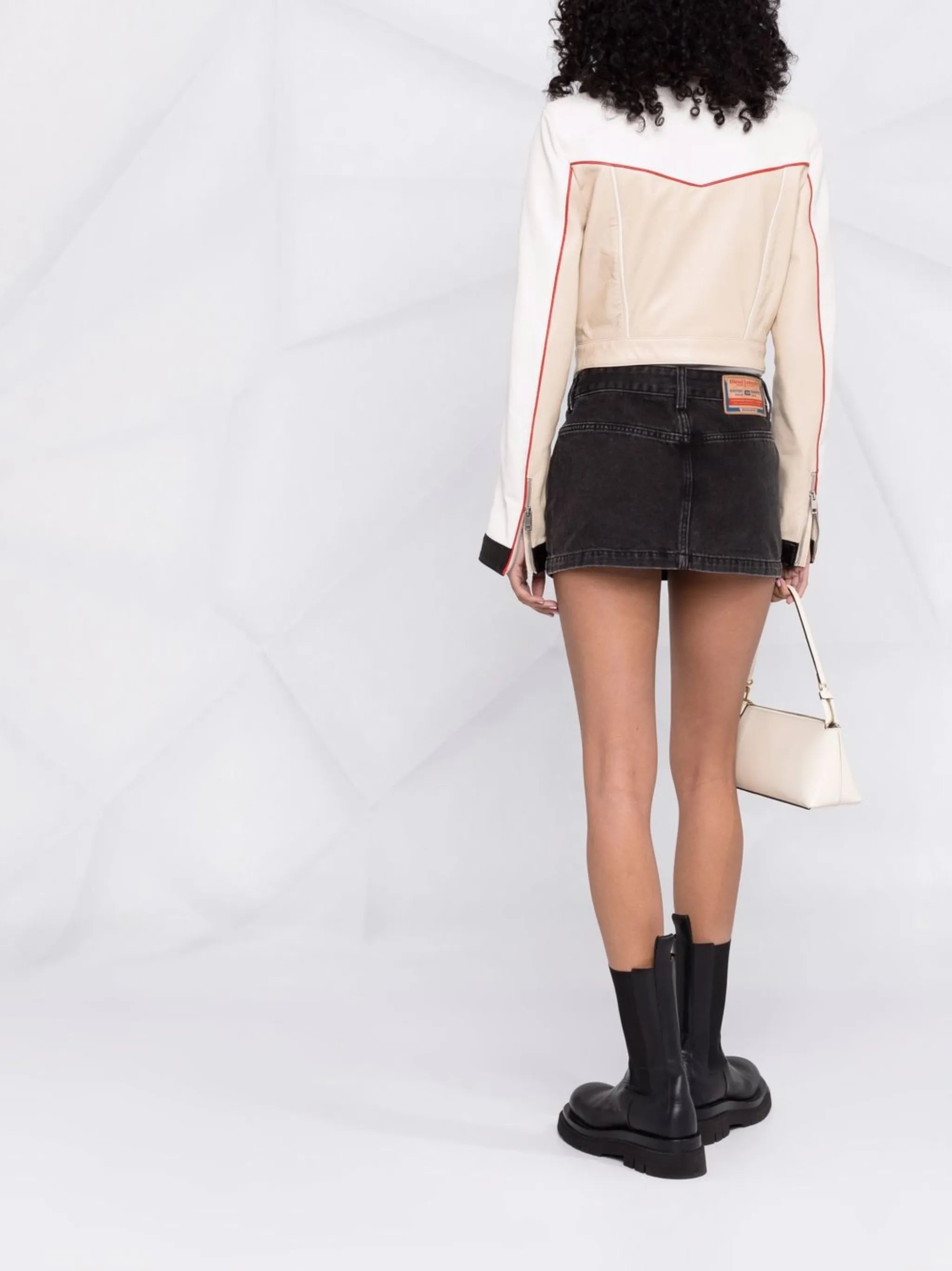 mid-rise denim miniskirt