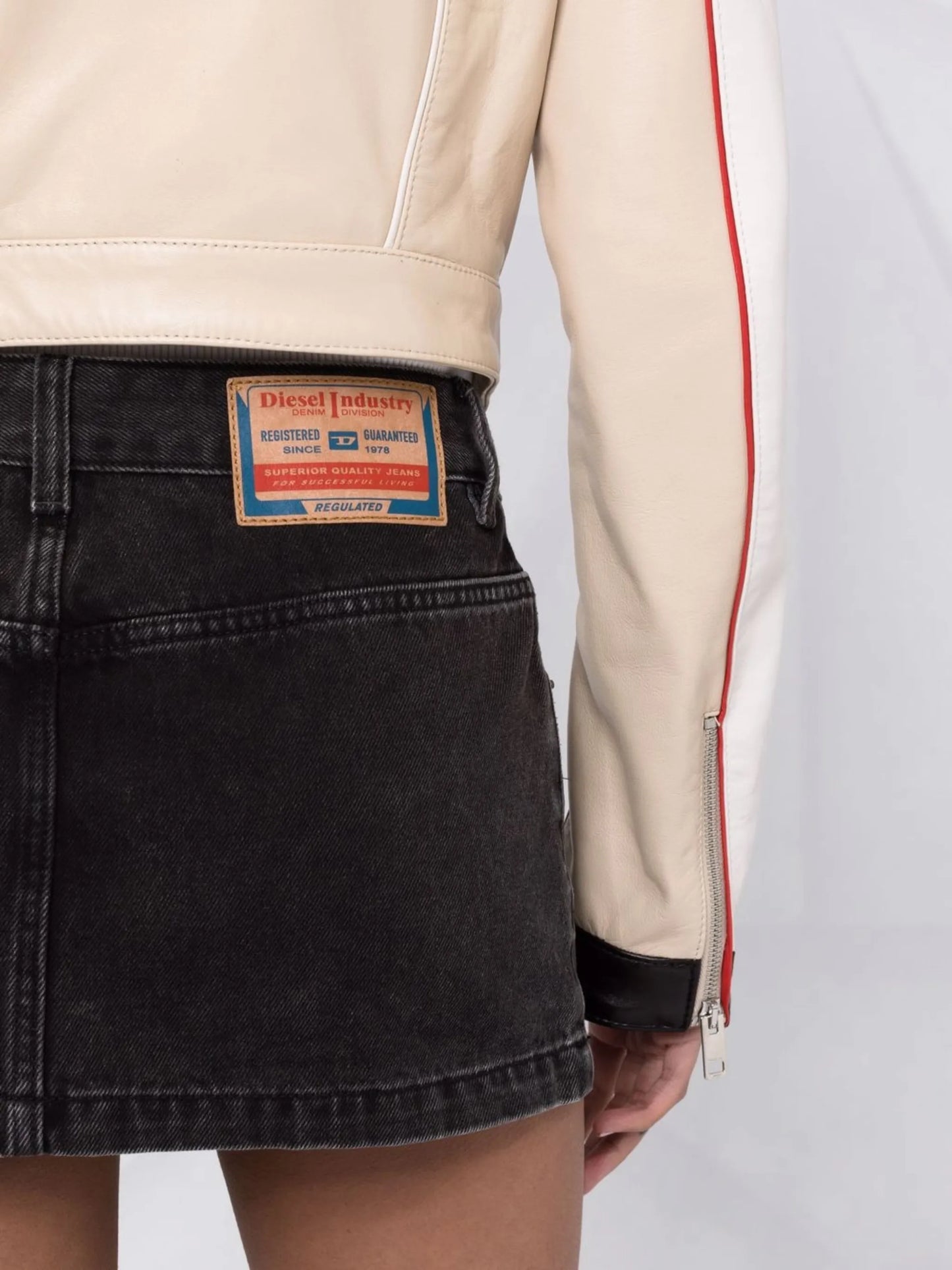 mid-rise denim miniskirt