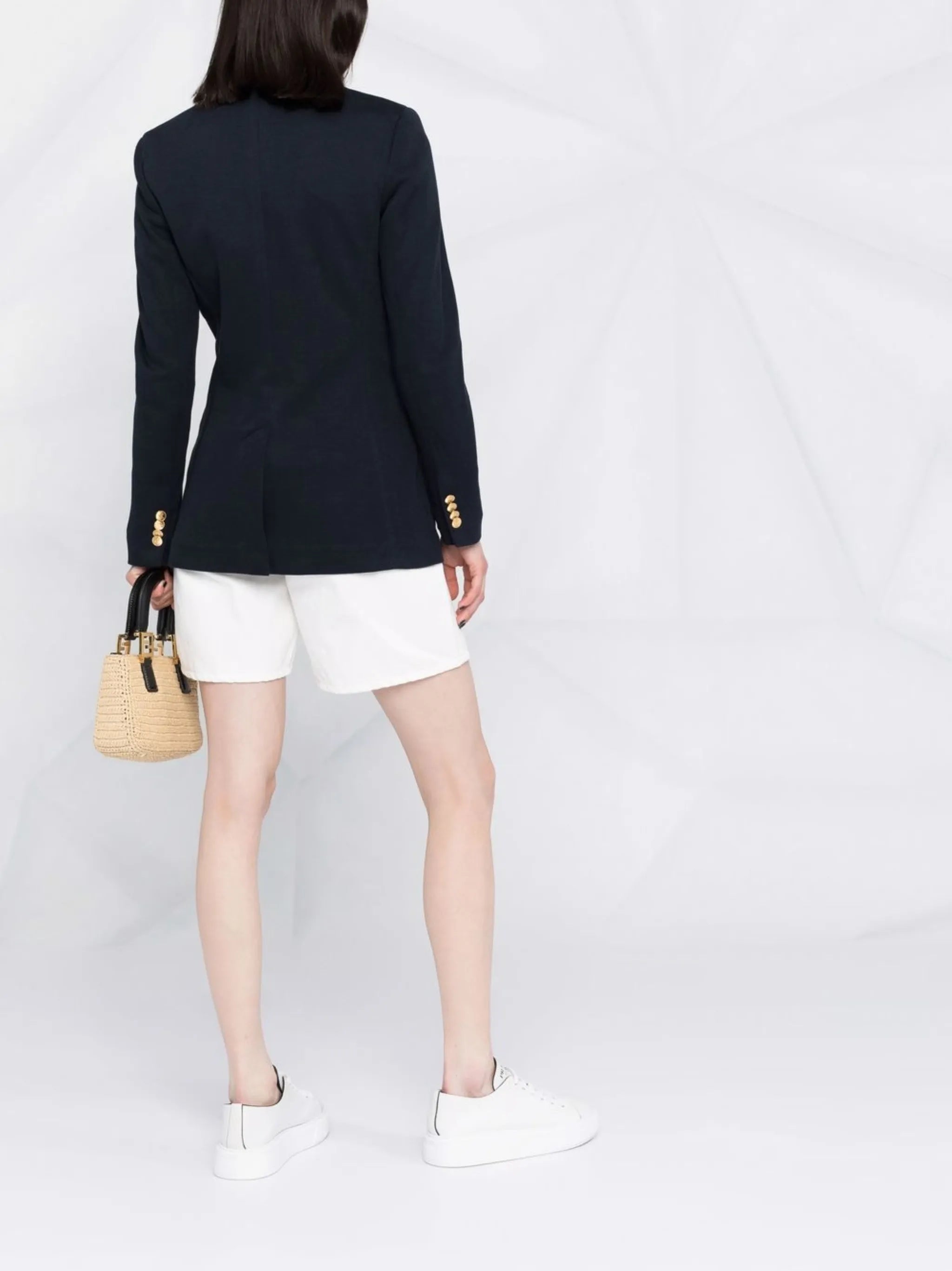 embroidered-monogram double-knit blazer