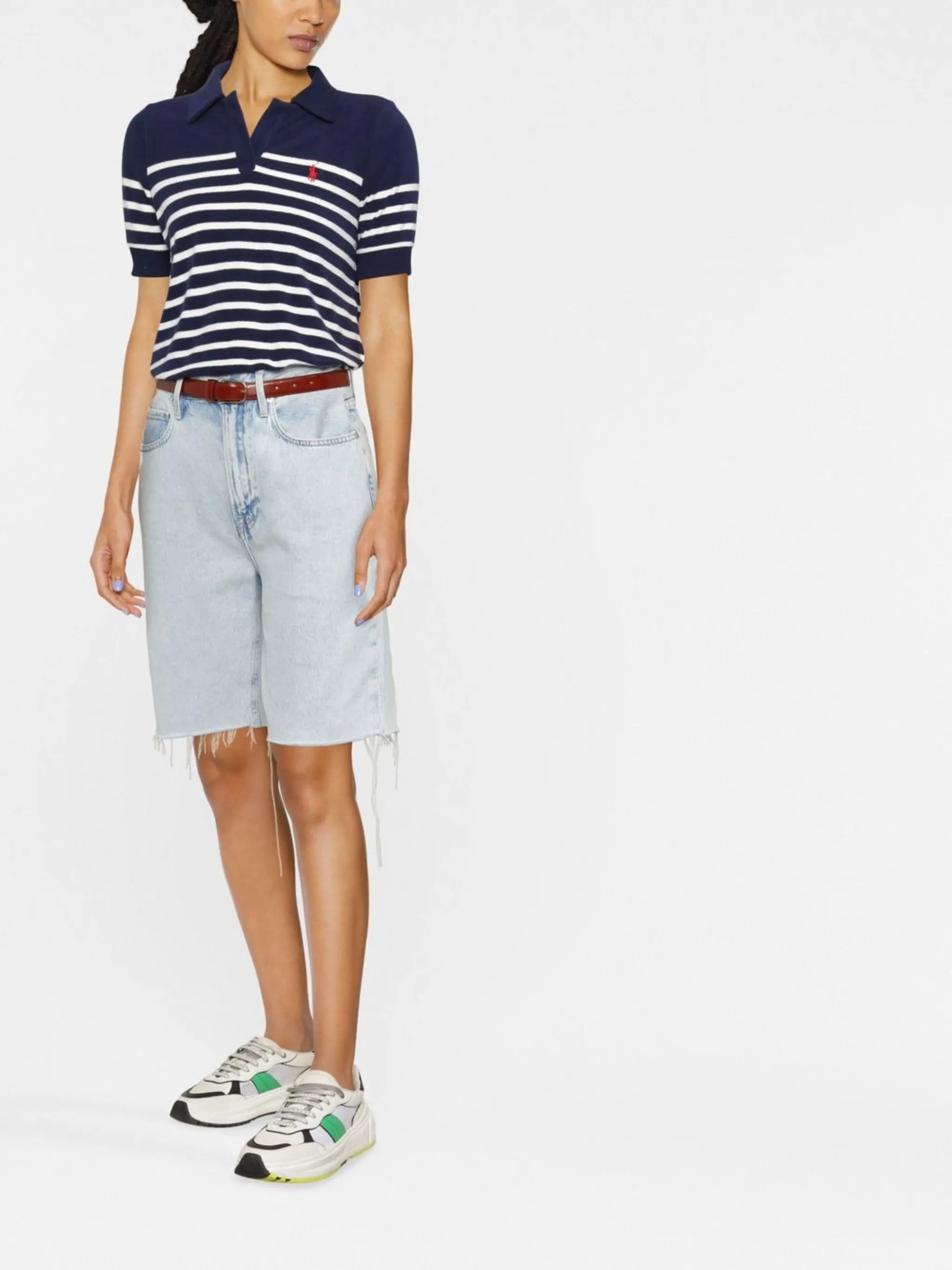 striped knitted polo shirt
