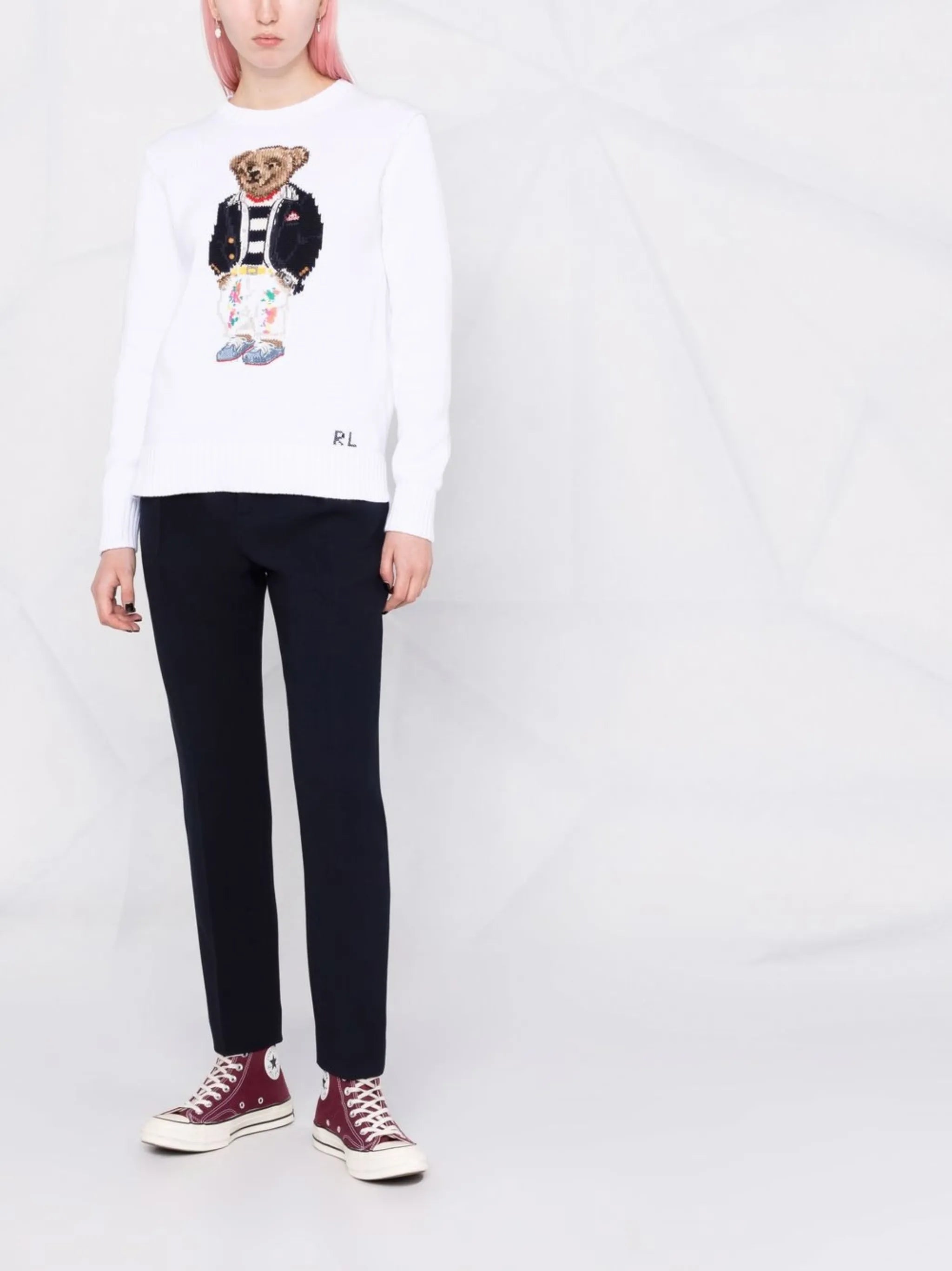 Polo Bear intarsia-knit sweater
