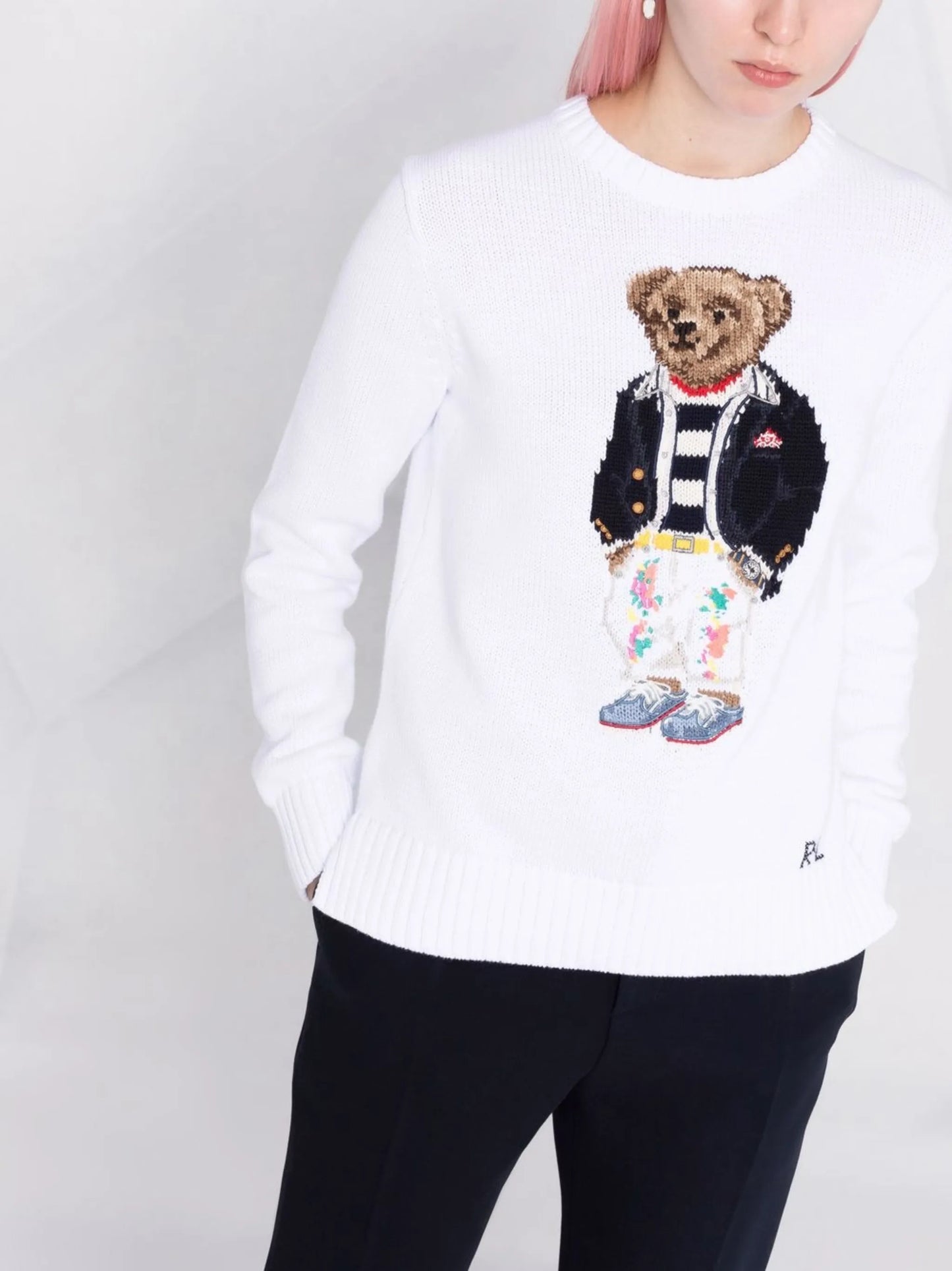 Polo Bear intarsia-knit sweater