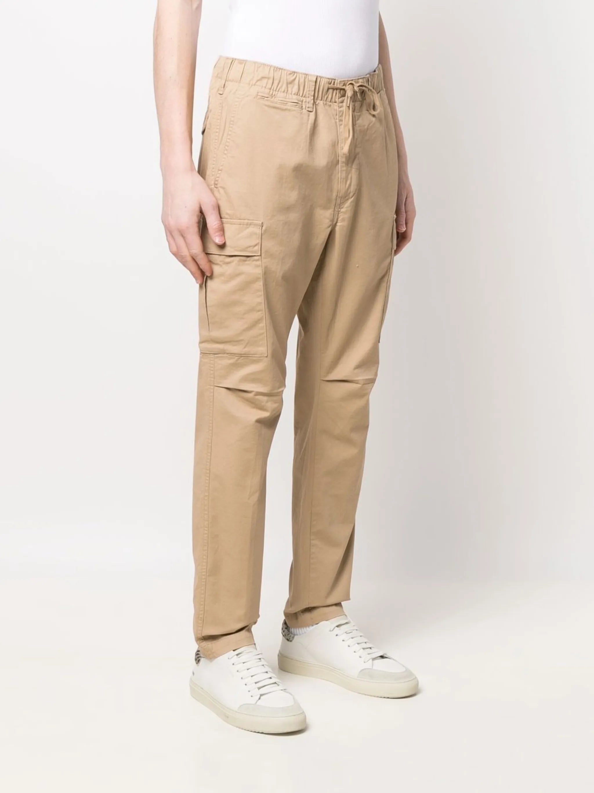 drawstring-waist cargo trousers