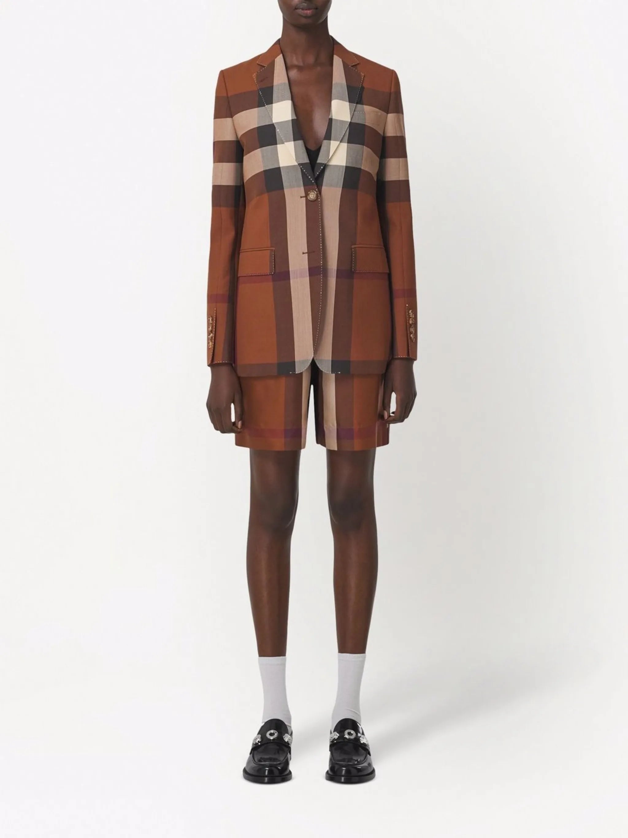 check-print single-breasted blazer