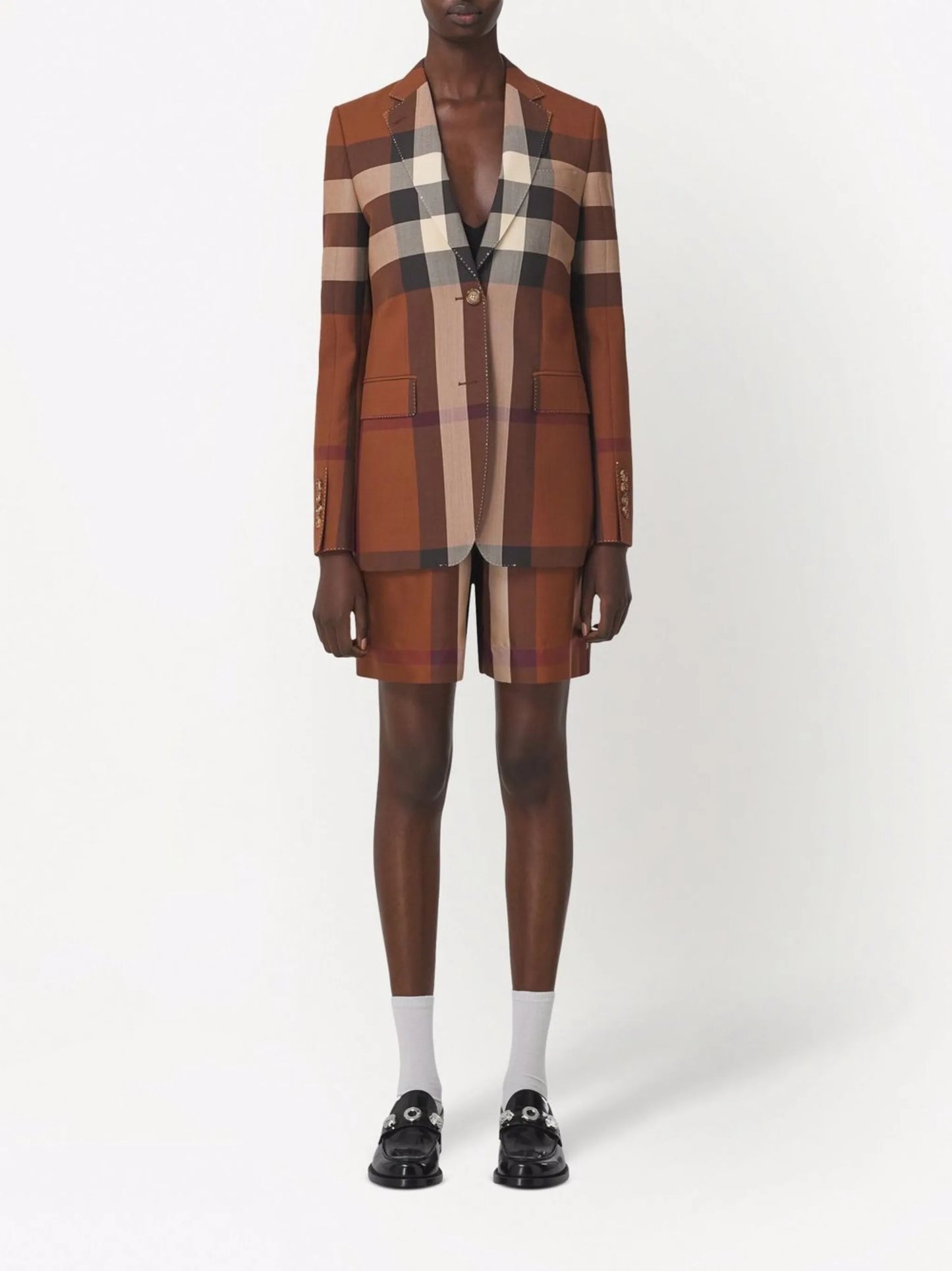 check-print single-breasted blazer