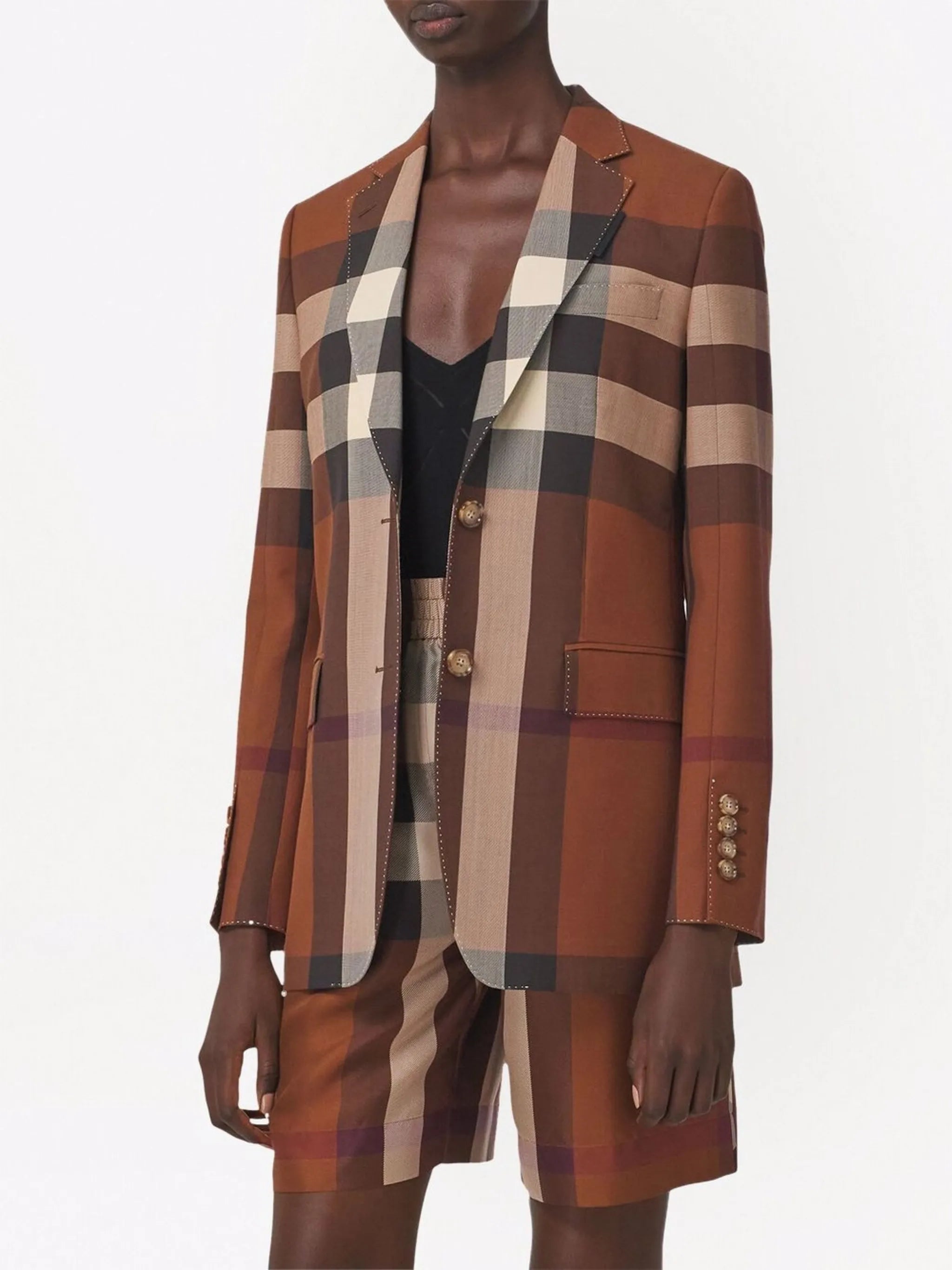 check-print single-breasted blazer