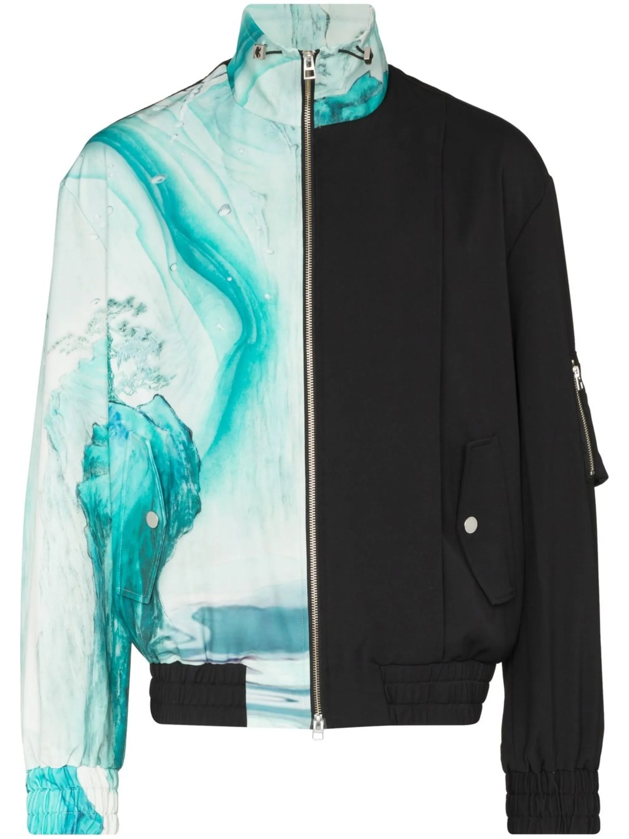 marble-pattern bomber jacket