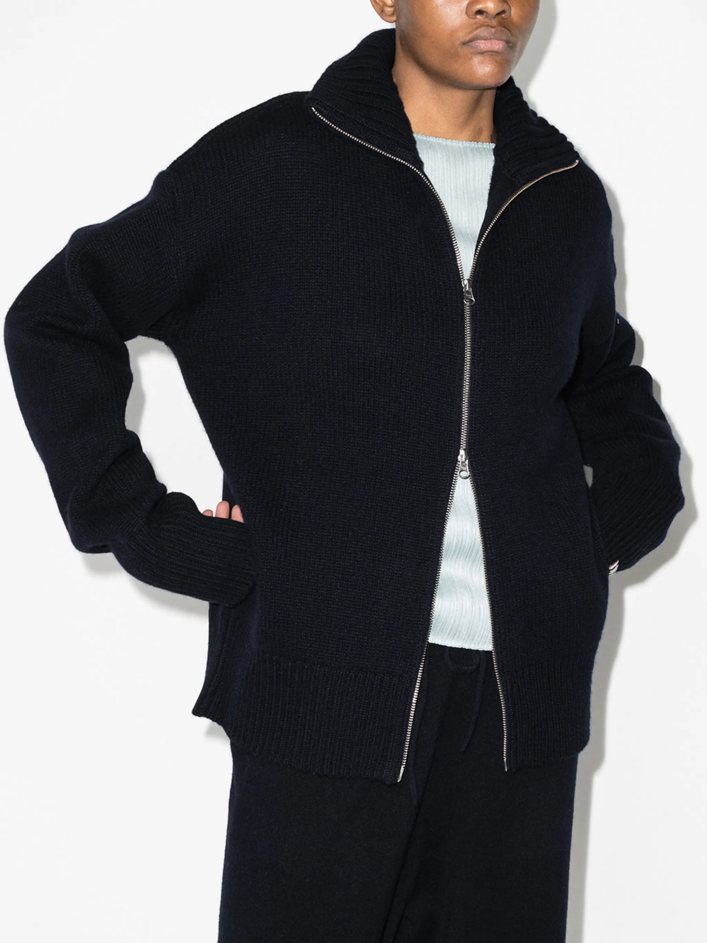zip-detail cashmere-blend cardigan