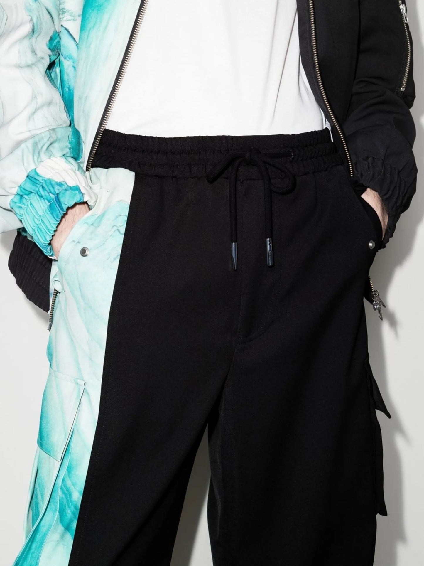 panelled drawstring cargo pants