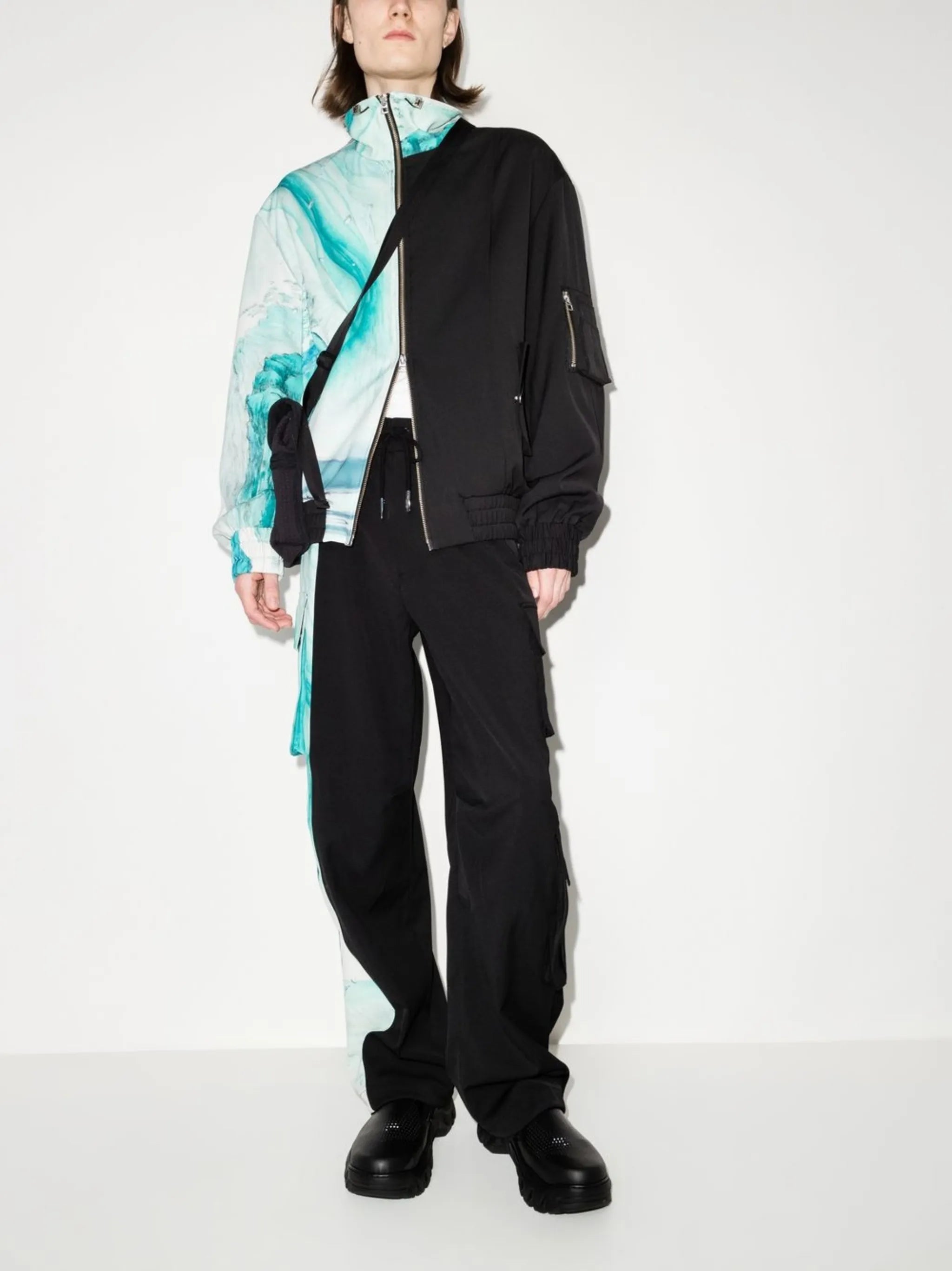 panelled drawstring cargo pants