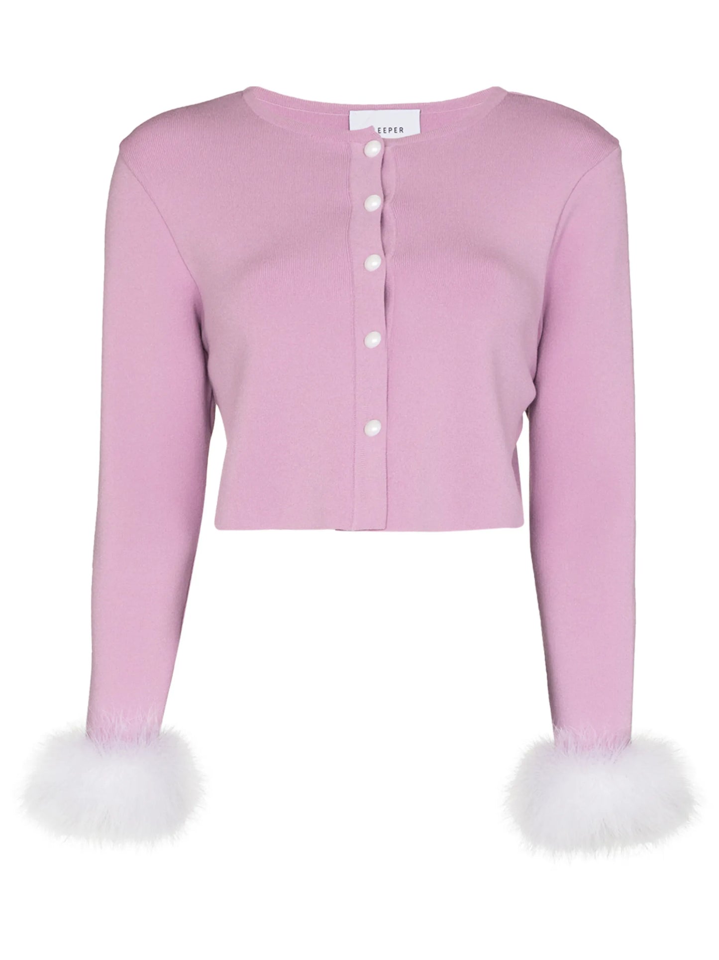 feather-cuff cropped cardigan