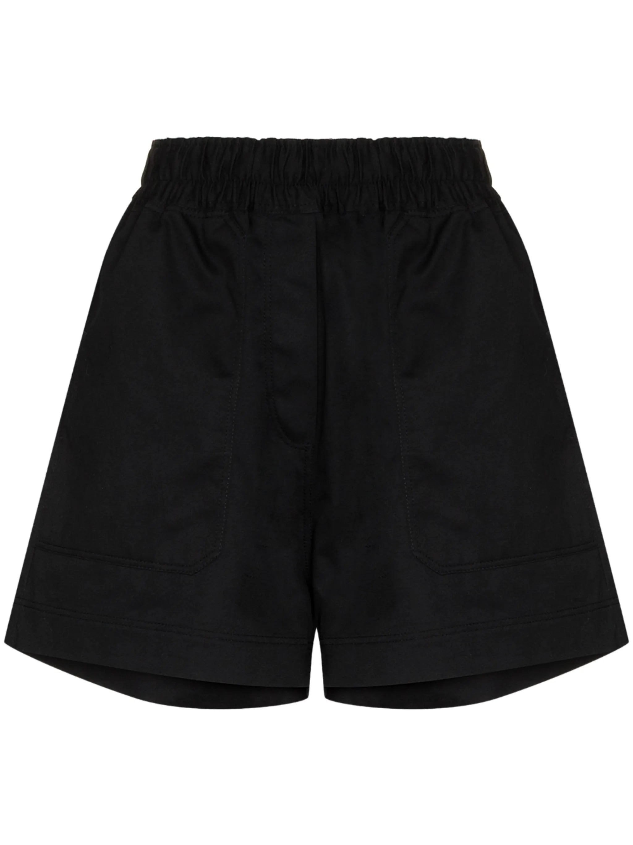 Drill elasticated-waist shorts