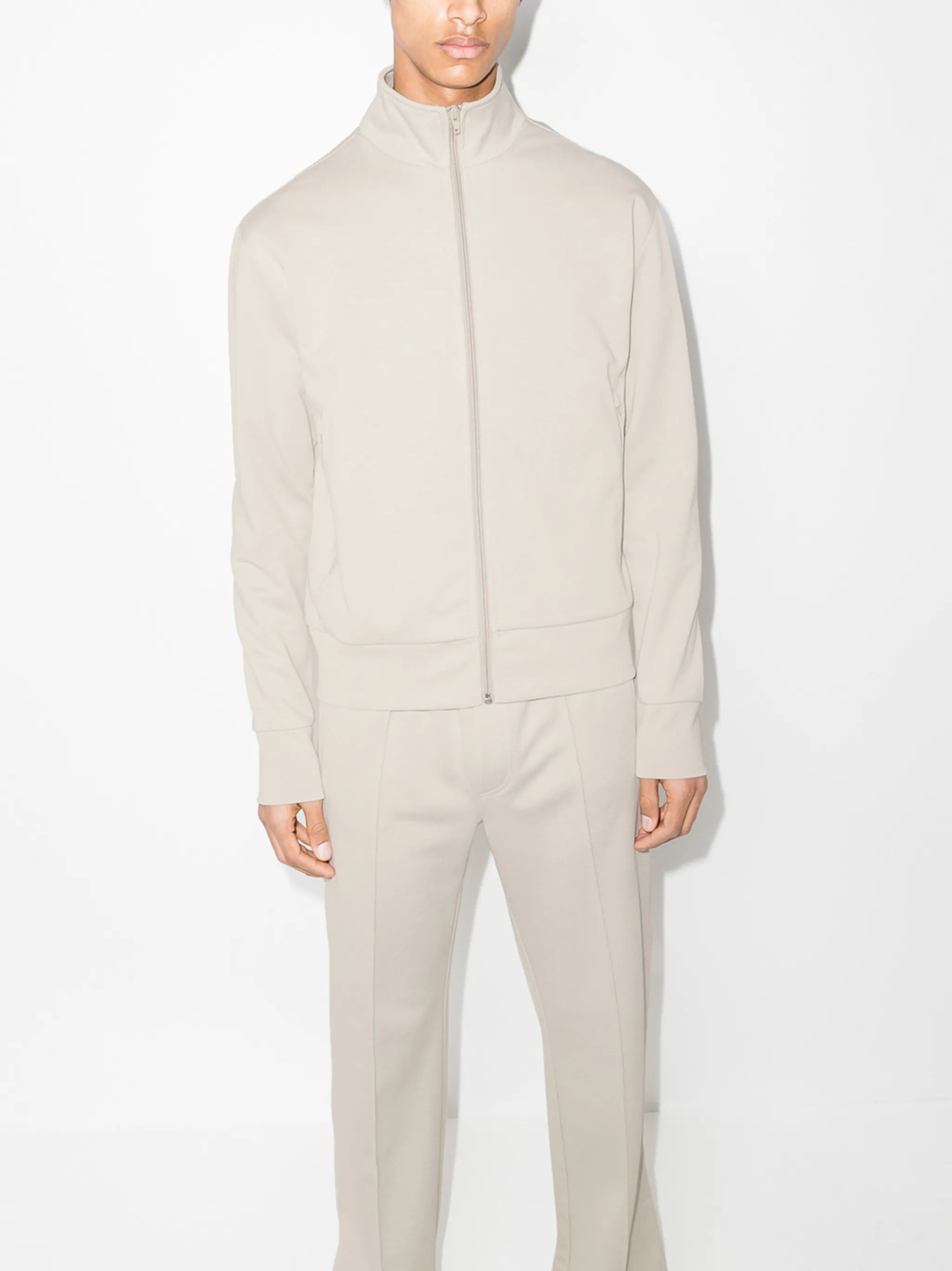 zip-up high-neck sweatshirt