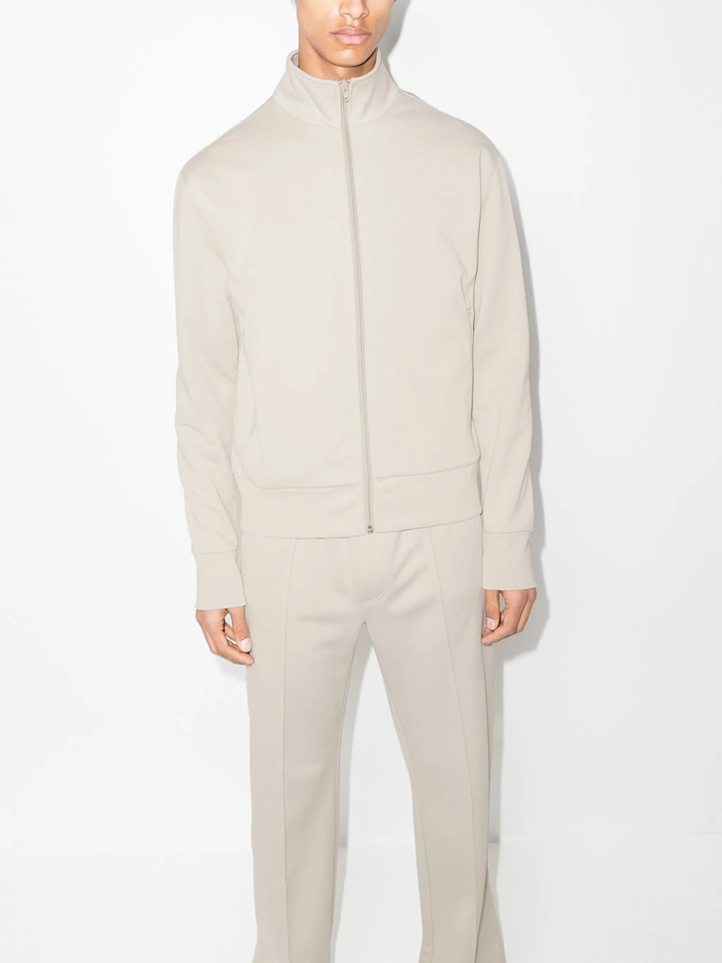 zip-up high-neck sweatshirt