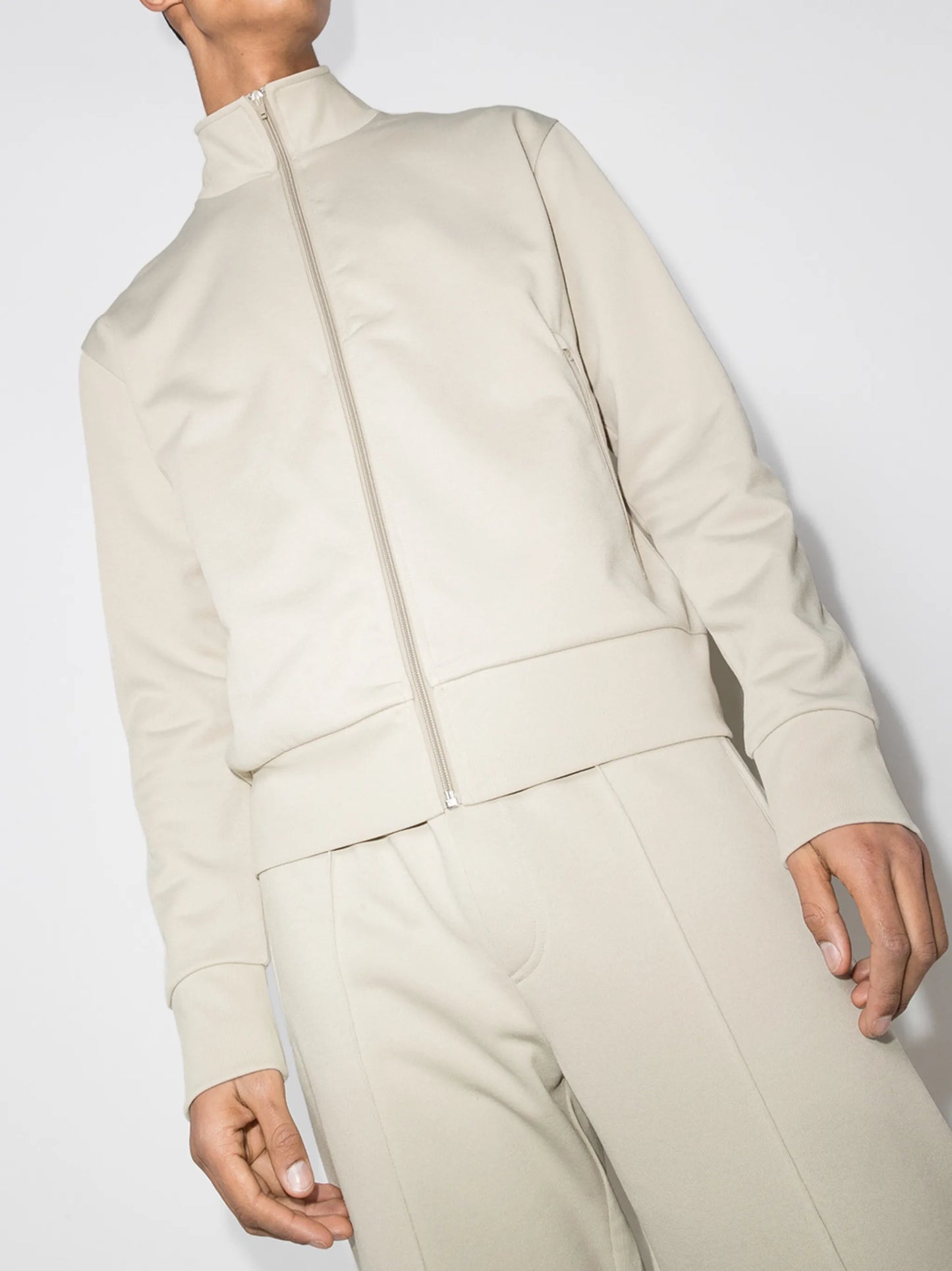 zip-up high-neck sweatshirt