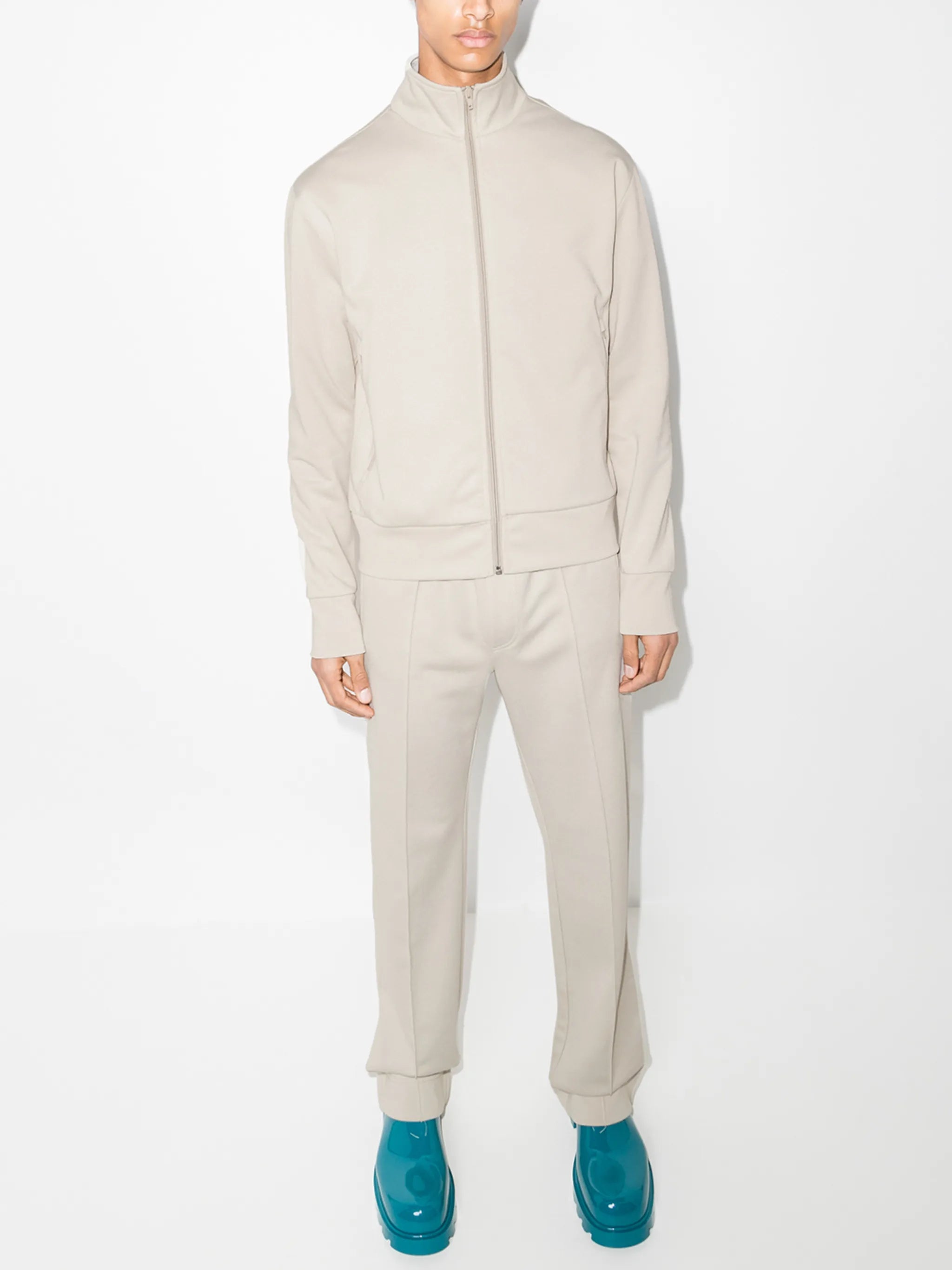 zip-up high-neck sweatshirt