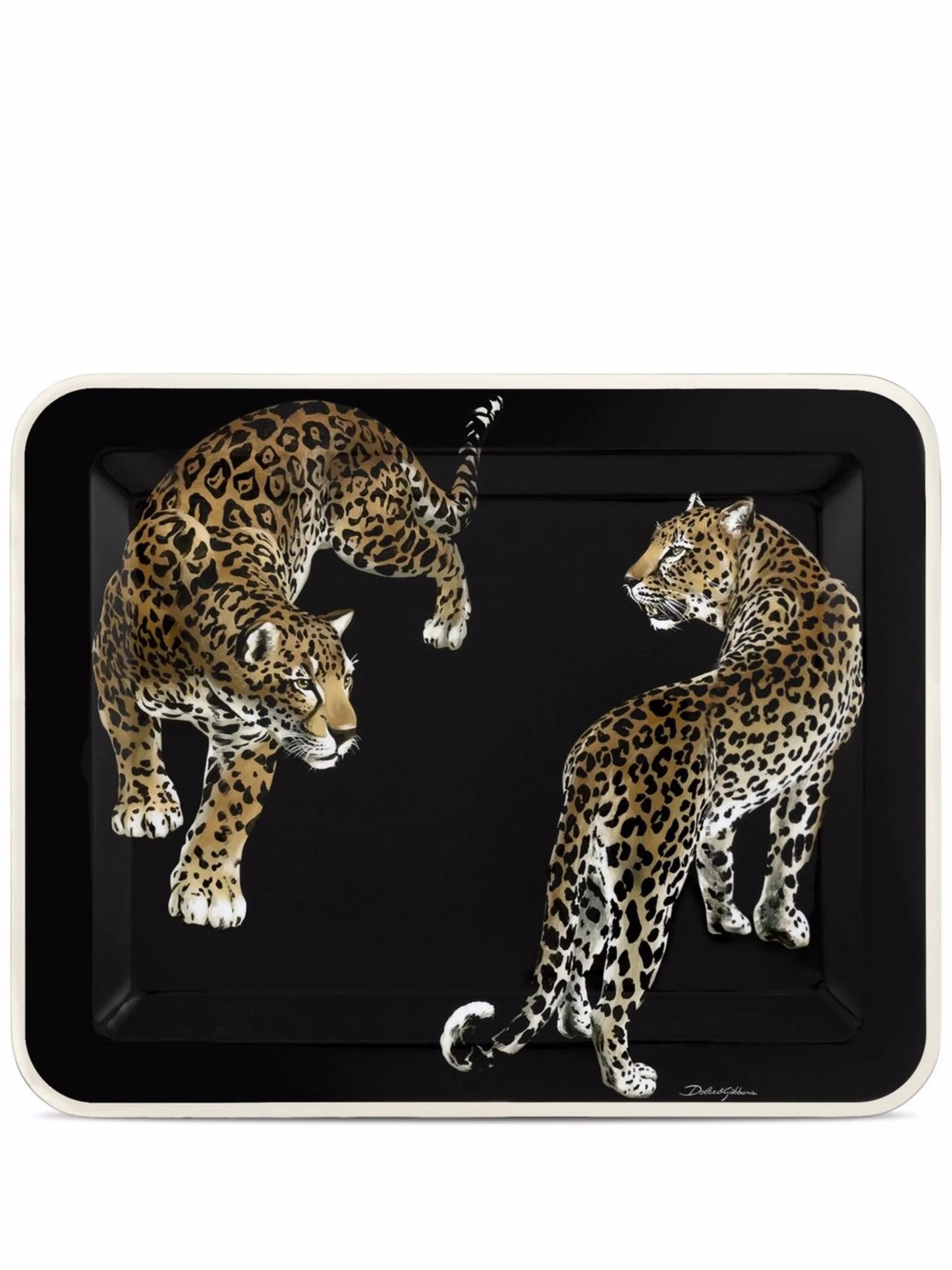 medium leopard-print wood tray