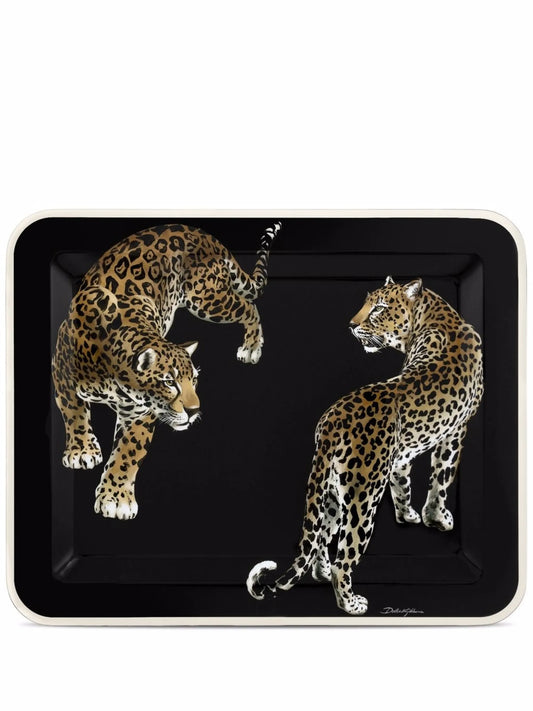 medium leopard-print wood tray