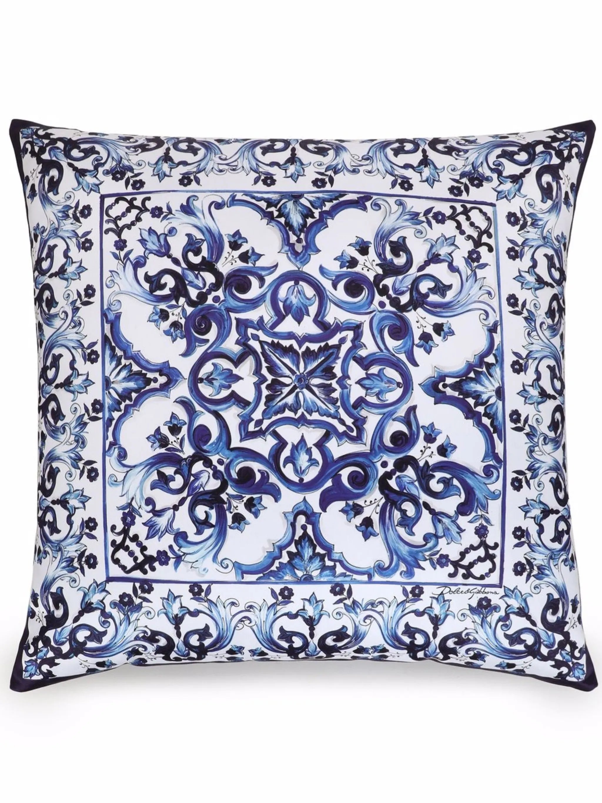 medium Blu Mediterraneo-print duchesse cotton cushion