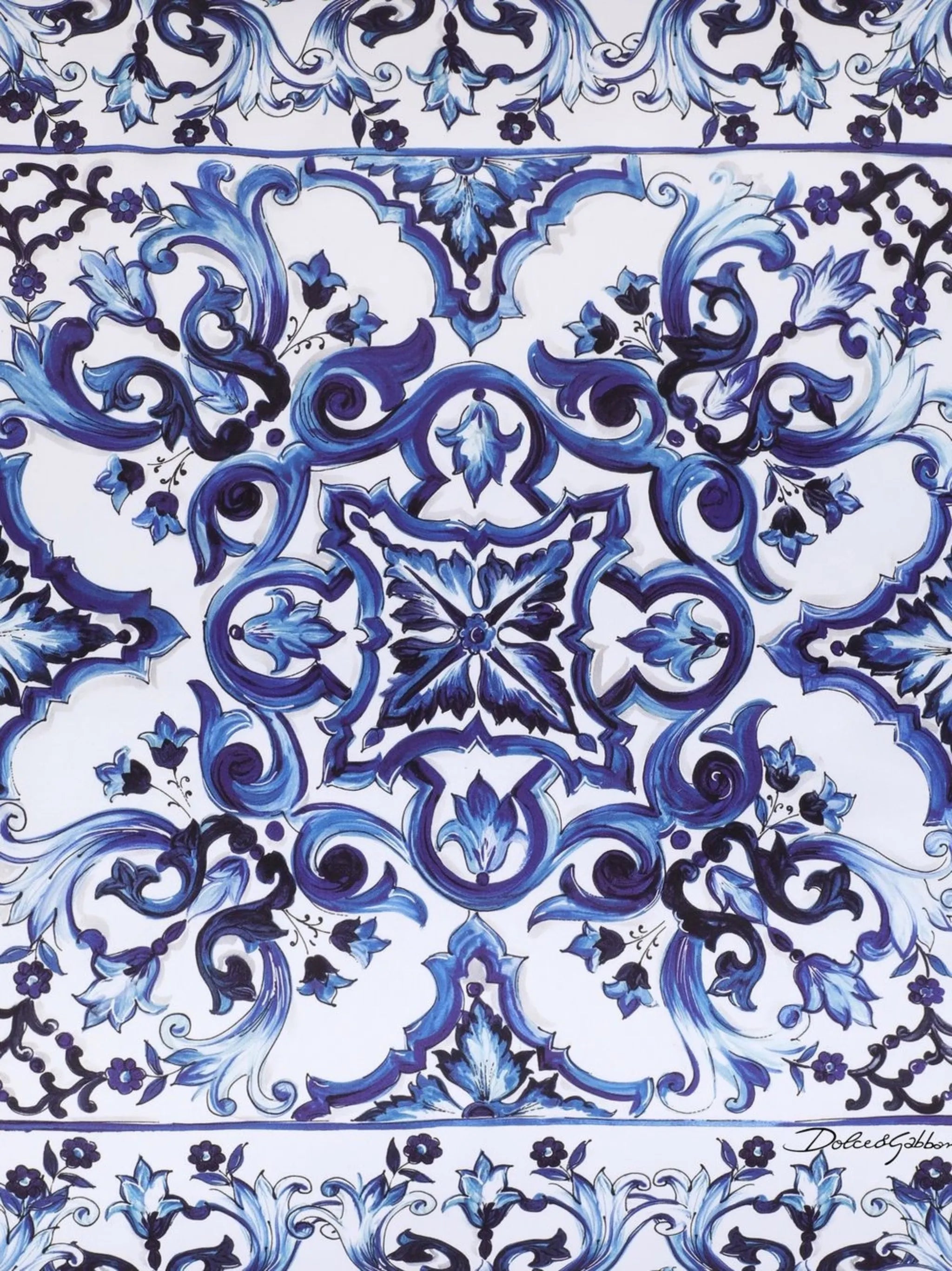 medium Blu Mediterraneo-print duchesse cotton cushion
