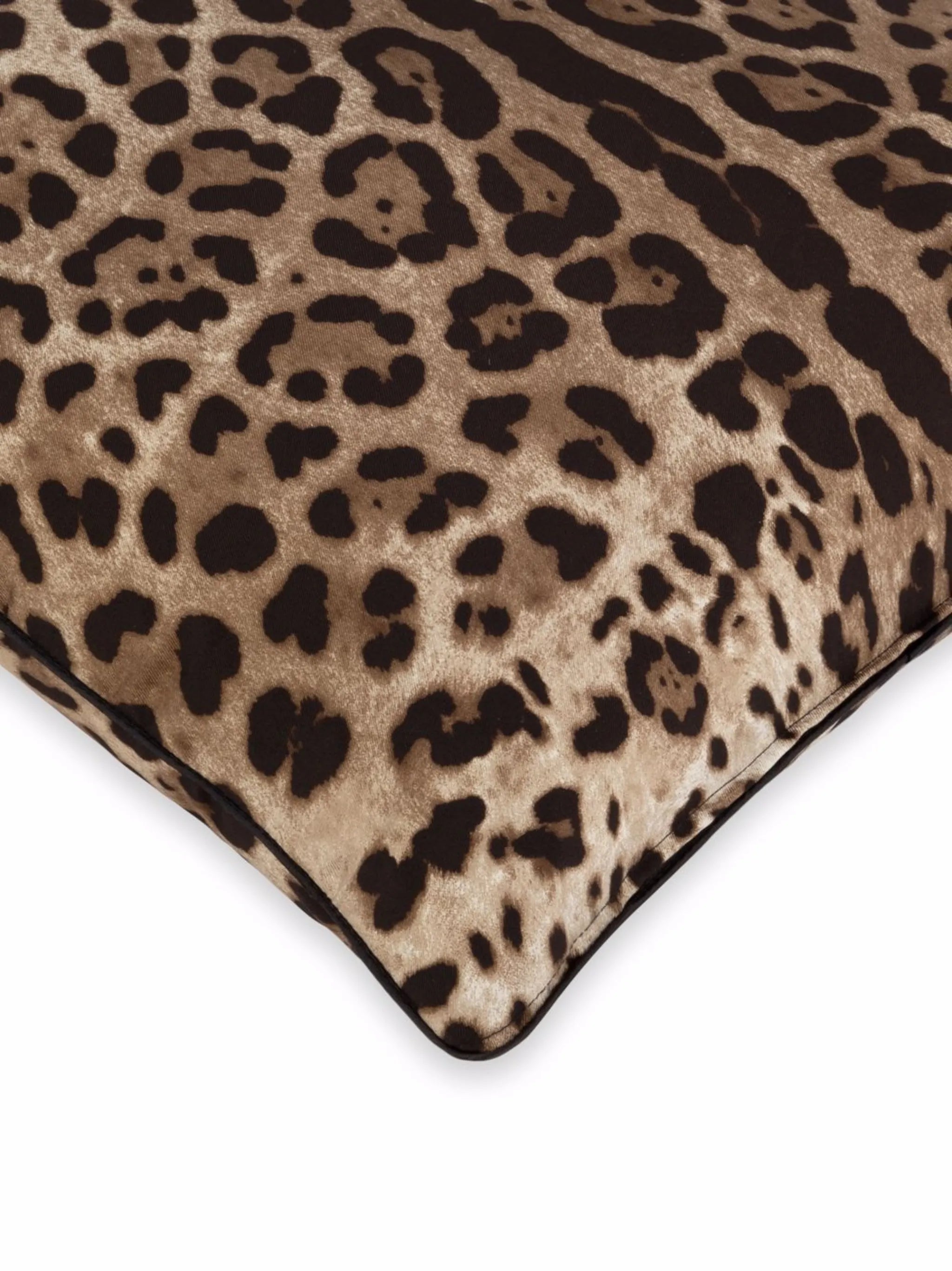 leopard-print silk twill cushion
