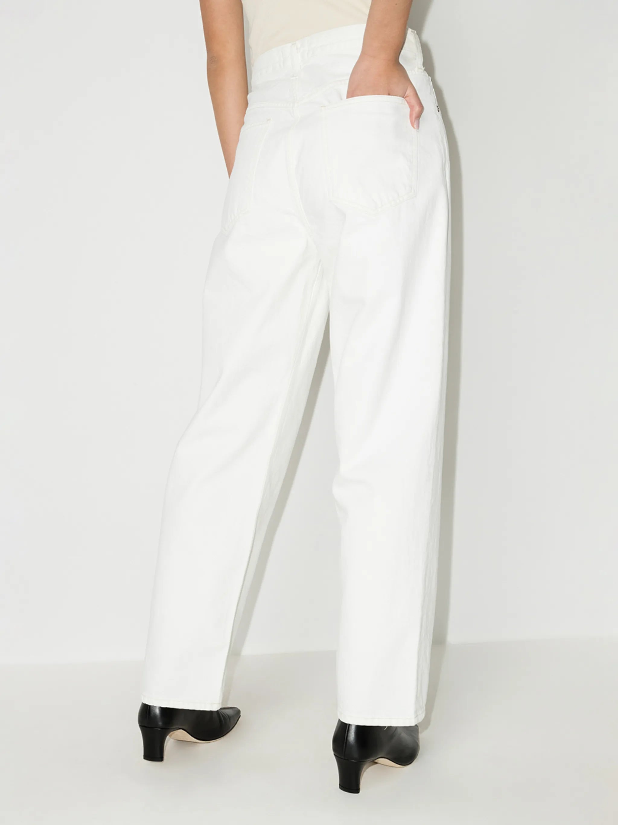 Balloon mid-rise tapered jeans