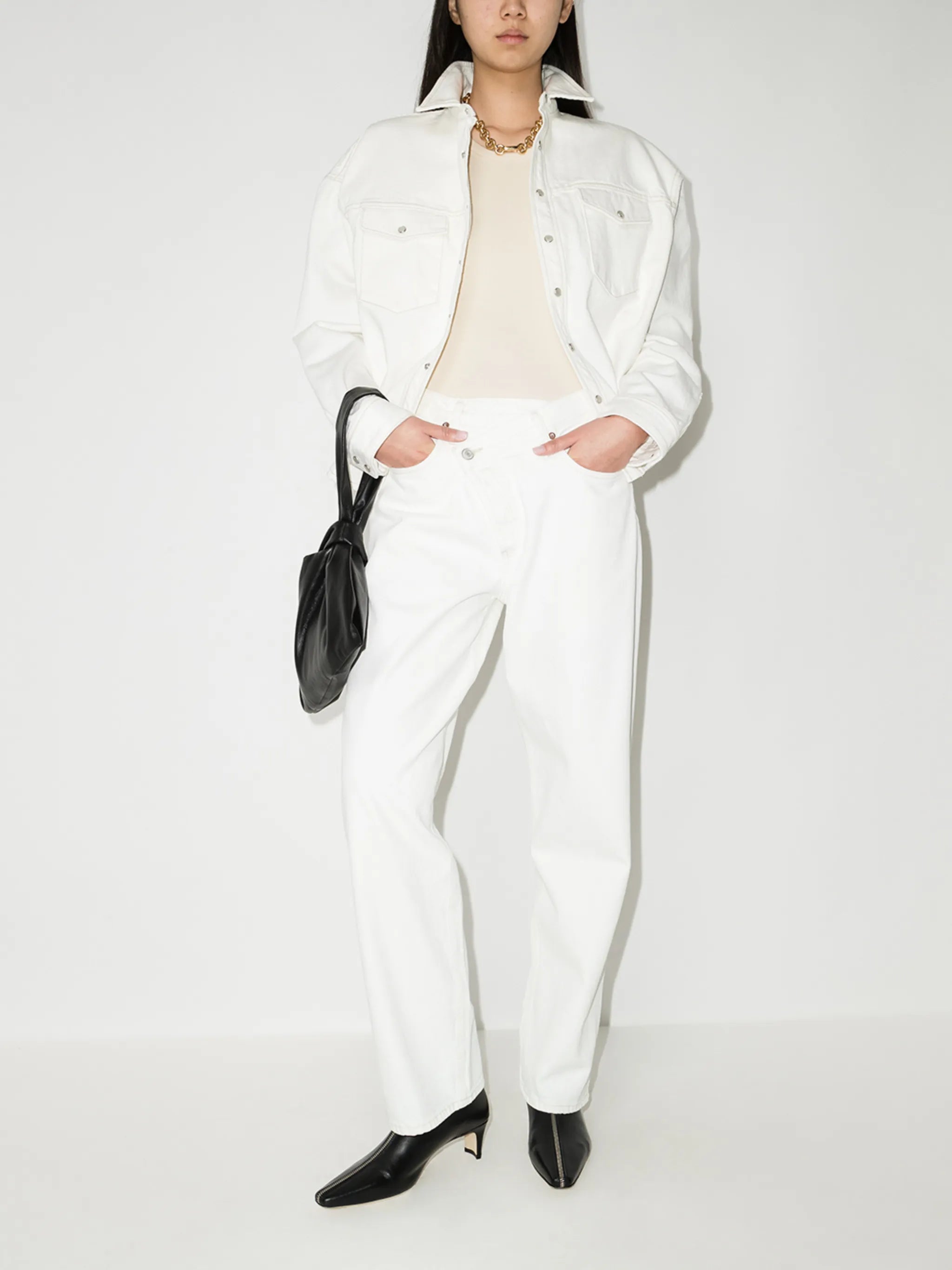 Balloon mid-rise tapered jeans