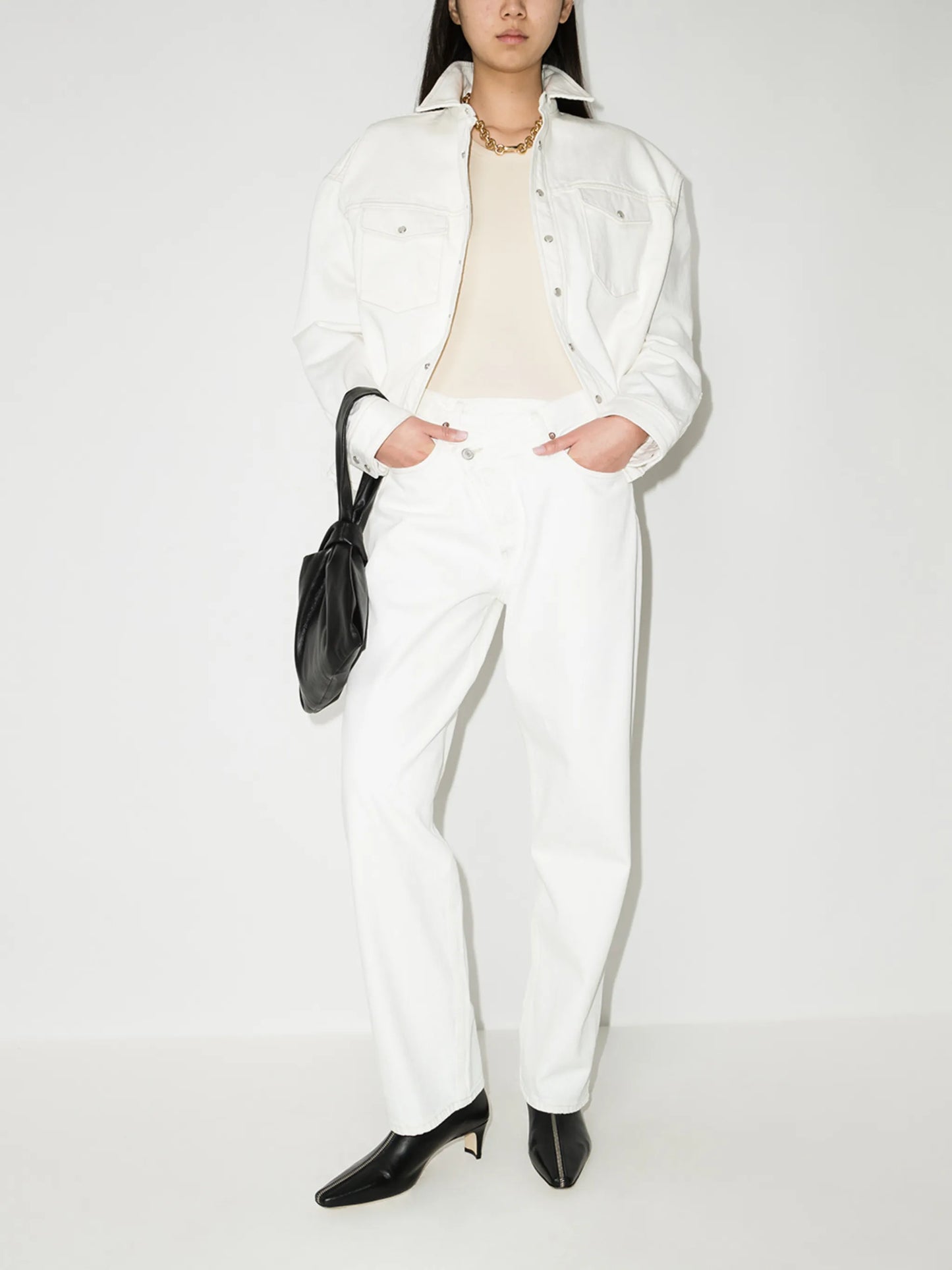 Balloon mid-rise tapered jeans